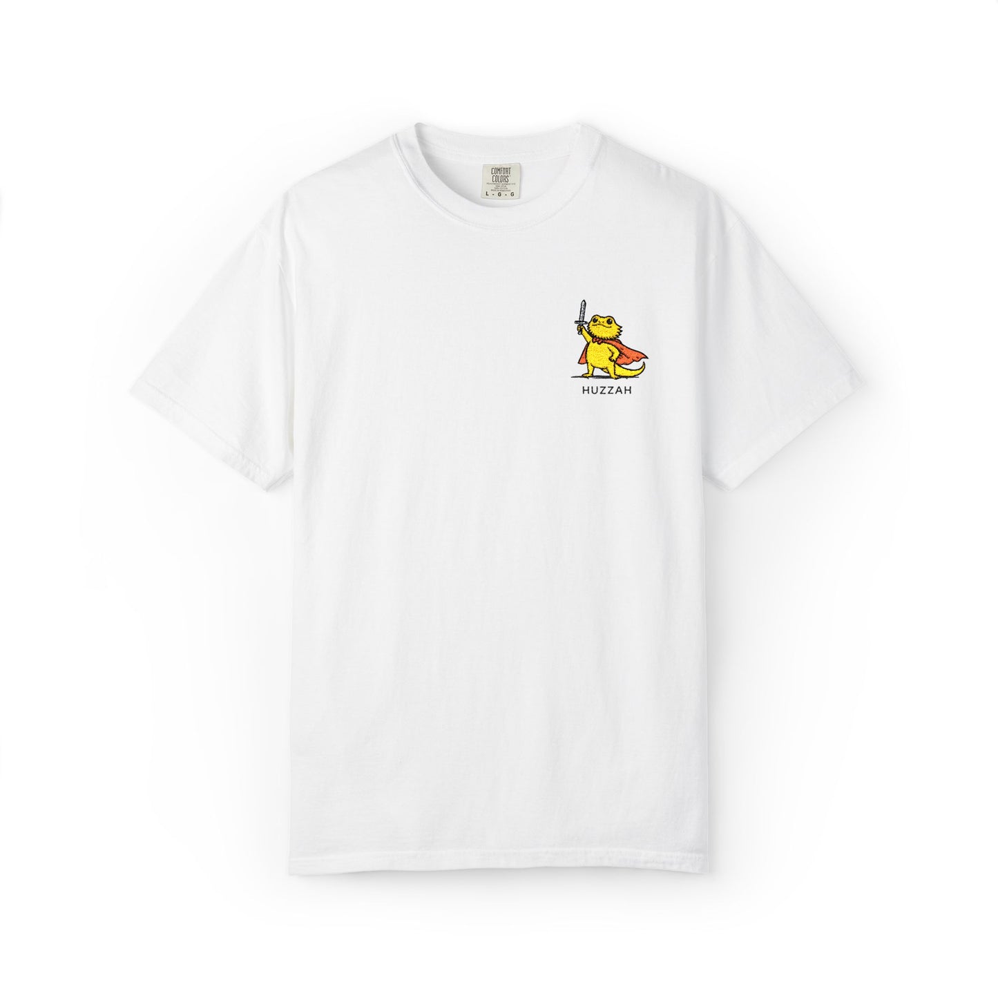 Bearded Dragon Huzzah Embroidered Comfort Colors T-Shirt, Funny Bearded Dragon Shirt, Reptile Lover Gift, Cute Lizard Embroidery Tee