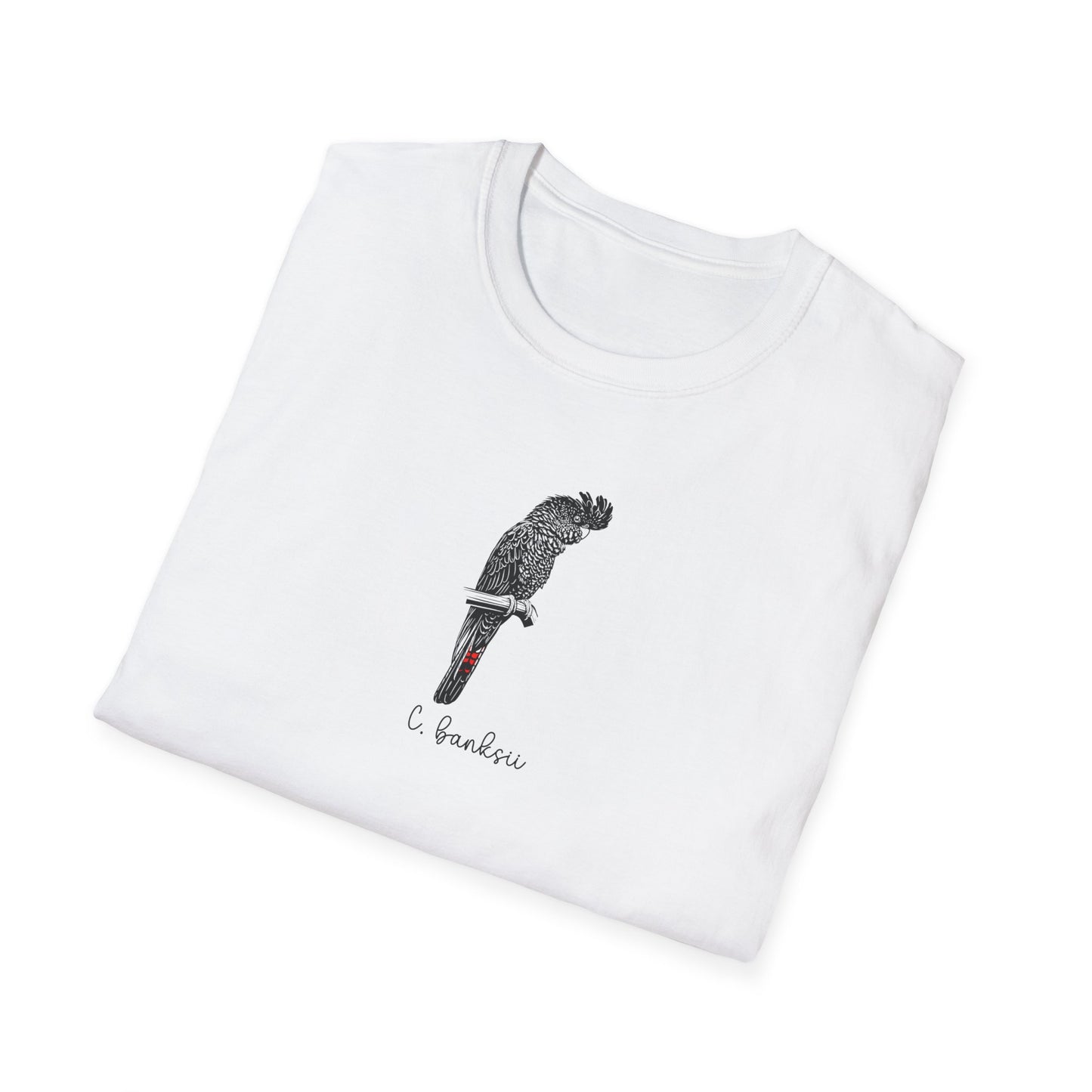 Red-Tailed Black Cockatoo T-Shirt, Australian Bird Tee, Native Bird Shirt, Minimalist Cockatoo T-Shirt, Bird Nerd Gift for Birdwatchers