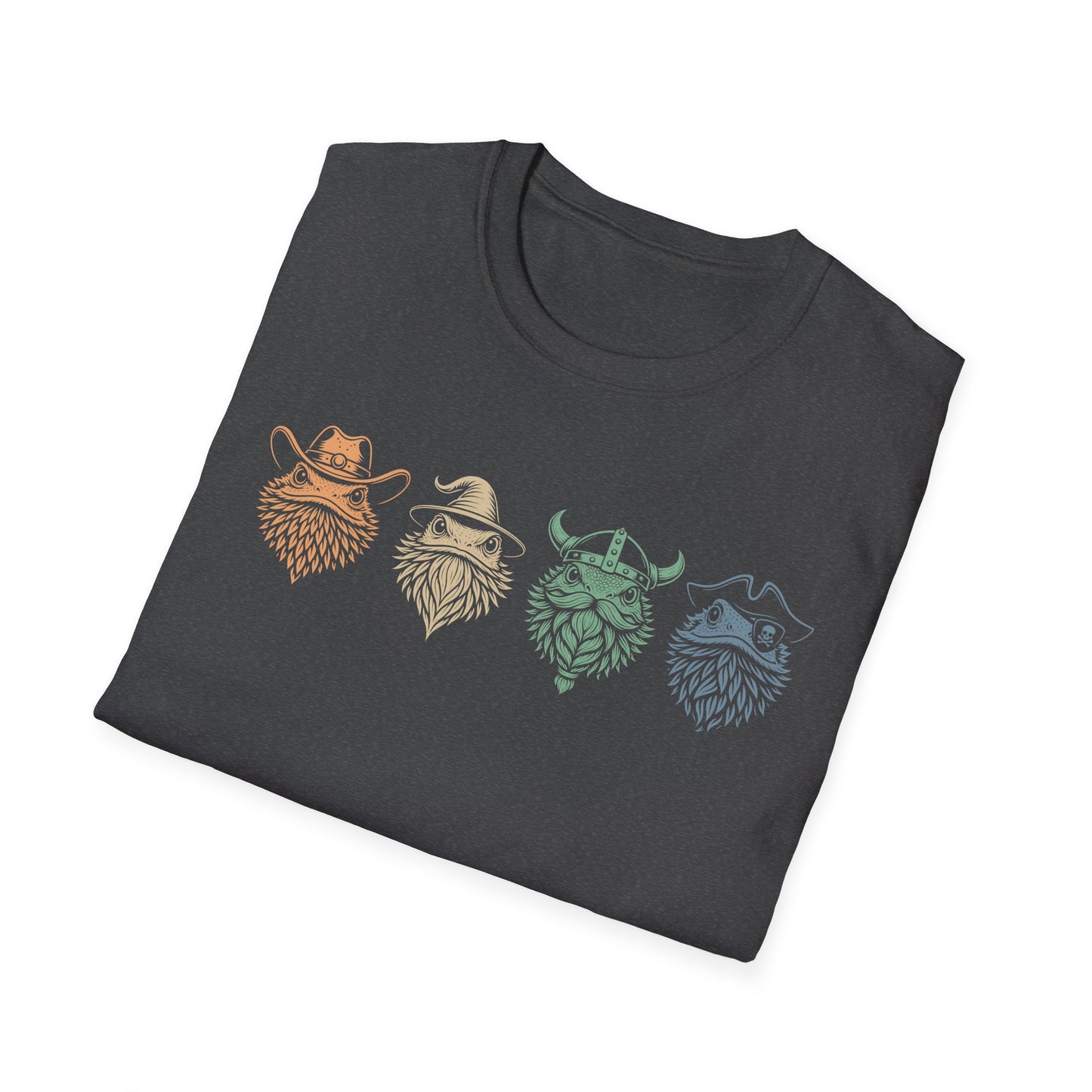 Whimsical Bearded Dragon T-Shirt – Wizard, Viking, Cowboy & Pirate Lizard Characters