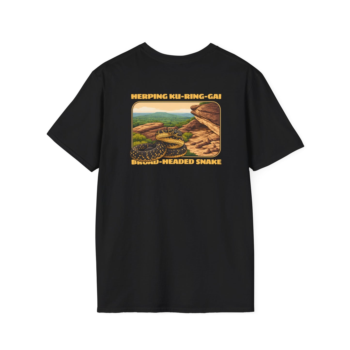 Broad-Headed Snake T-Shirt, Herping Ku-Ring-Gai Shirt, Australian Snake Tee, Reptile Lover Gift, Wildlife Back Print Shirt, Herper Tee