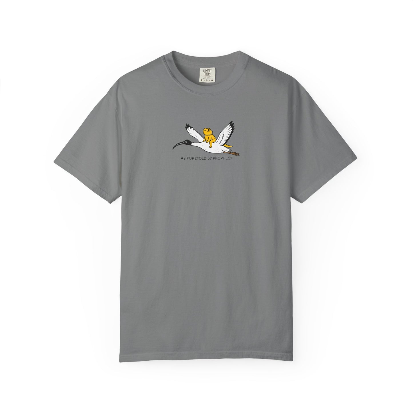 Bearded Dragon Riding Ibis Shirt, As Foretold By Prophecy Tee, Funny Australian Animal Shirt, Bin Chicken Meme Shirt, Comfort Colors Tee