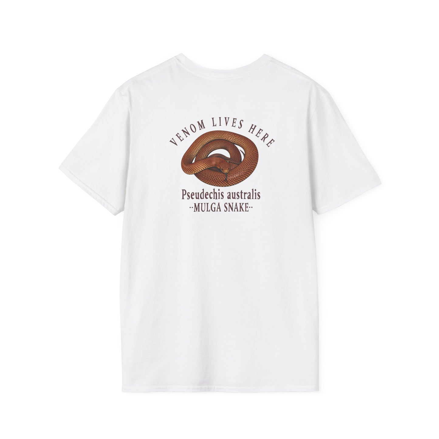 King Brown Mulga Snake T-Shirt, Venom Lives Here Shirt, Double Sided Snake Tee, Australian Reptile Shirt, Snake Lover Gift, Herping Tee