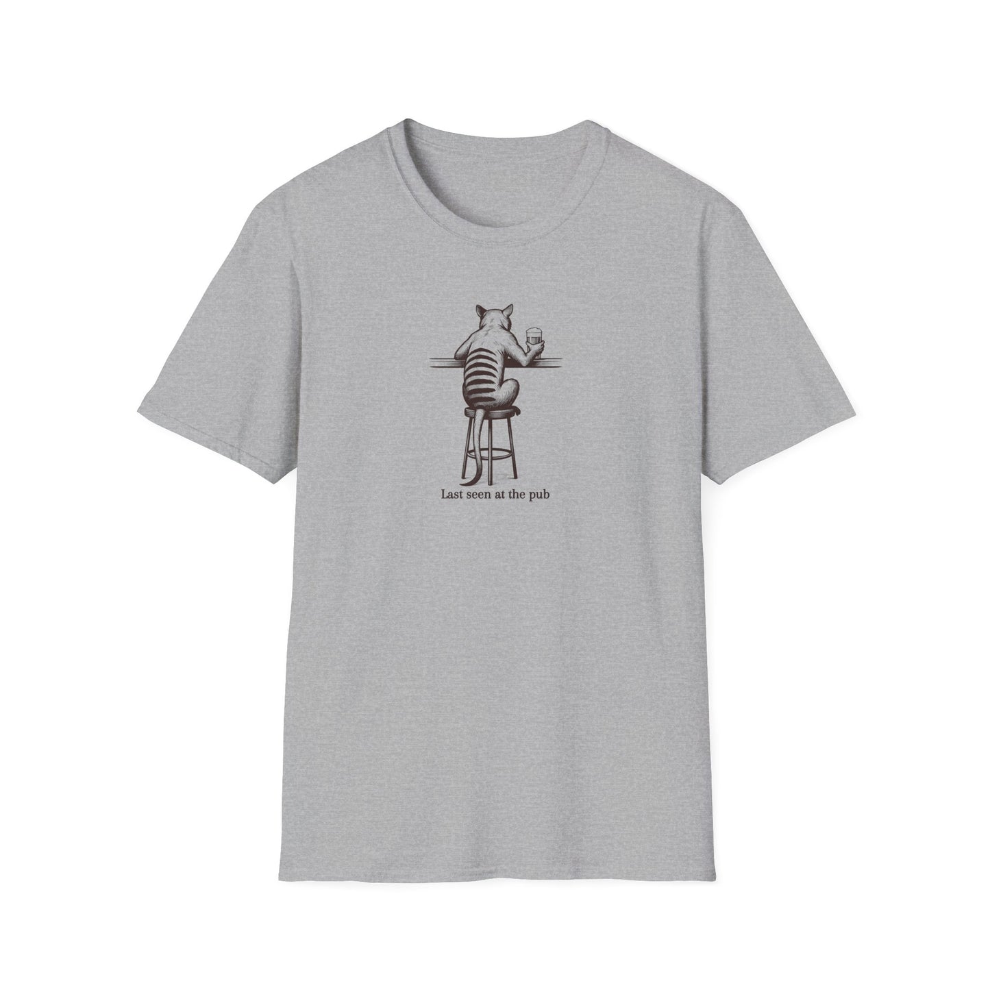 Funny Thylacine T-Shirt, Last Seen at the Pub Shirt, Tasmanian Tiger Tee, Extinct Animal Shirt, Australian Wildlife T-Shirt
