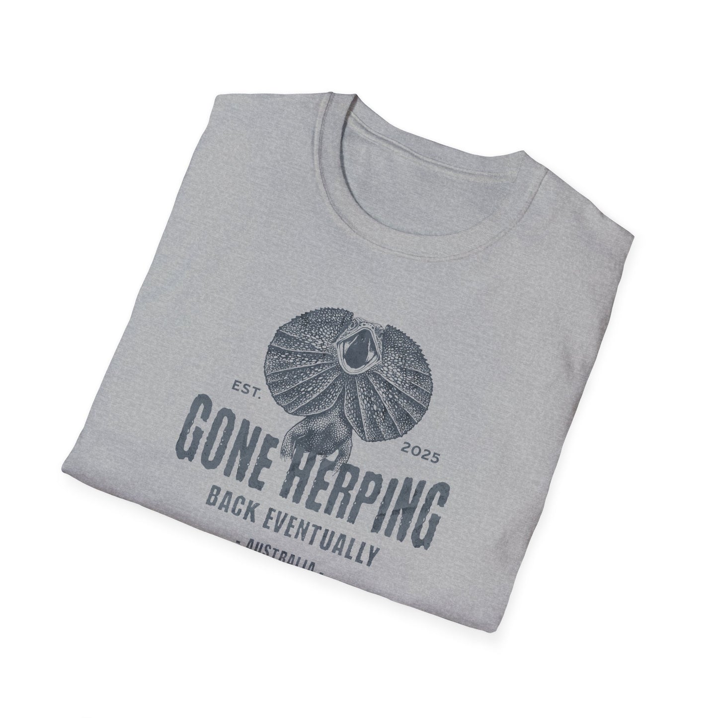 Frilled Lizard Gone Herping T-Shirt, Reptile Lover Shirt, Field Herping Tee, Frill Neck Lizard Gift, Australian Wildlife Graphic Tee