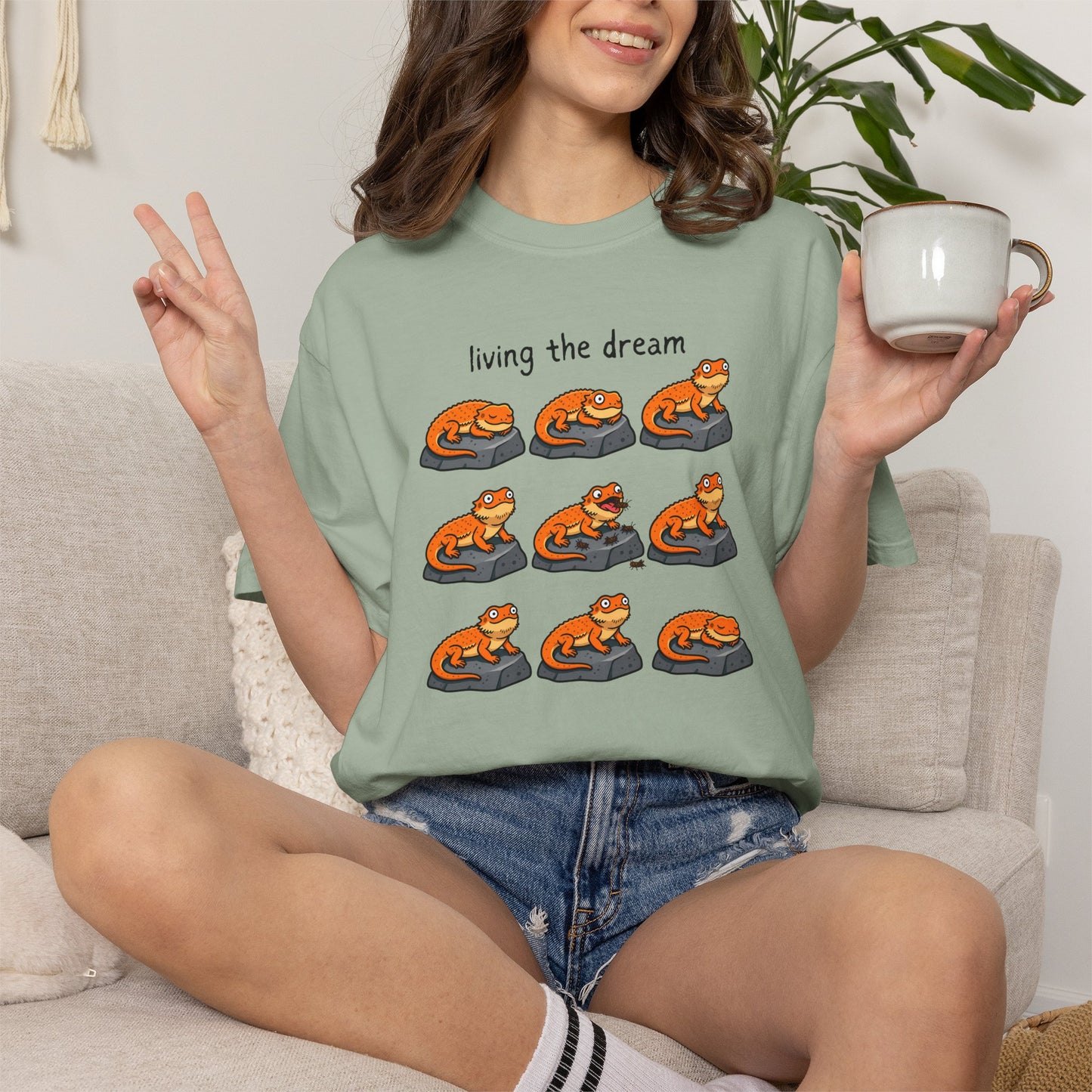 Bearded Dragon Living the Dream Shirt, Comfort Colors Reptile Tee, Funny Bearded Dragon T Shirt, Lizard Lover Gift, Beardie Owner Shirt