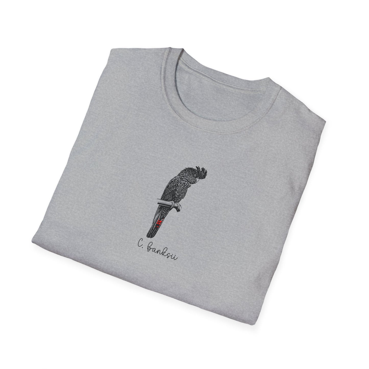 Red-Tailed Black Cockatoo T-Shirt, Australian Bird Tee, Native Bird Shirt, Minimalist Cockatoo T-Shirt, Bird Nerd Gift for Birdwatchers