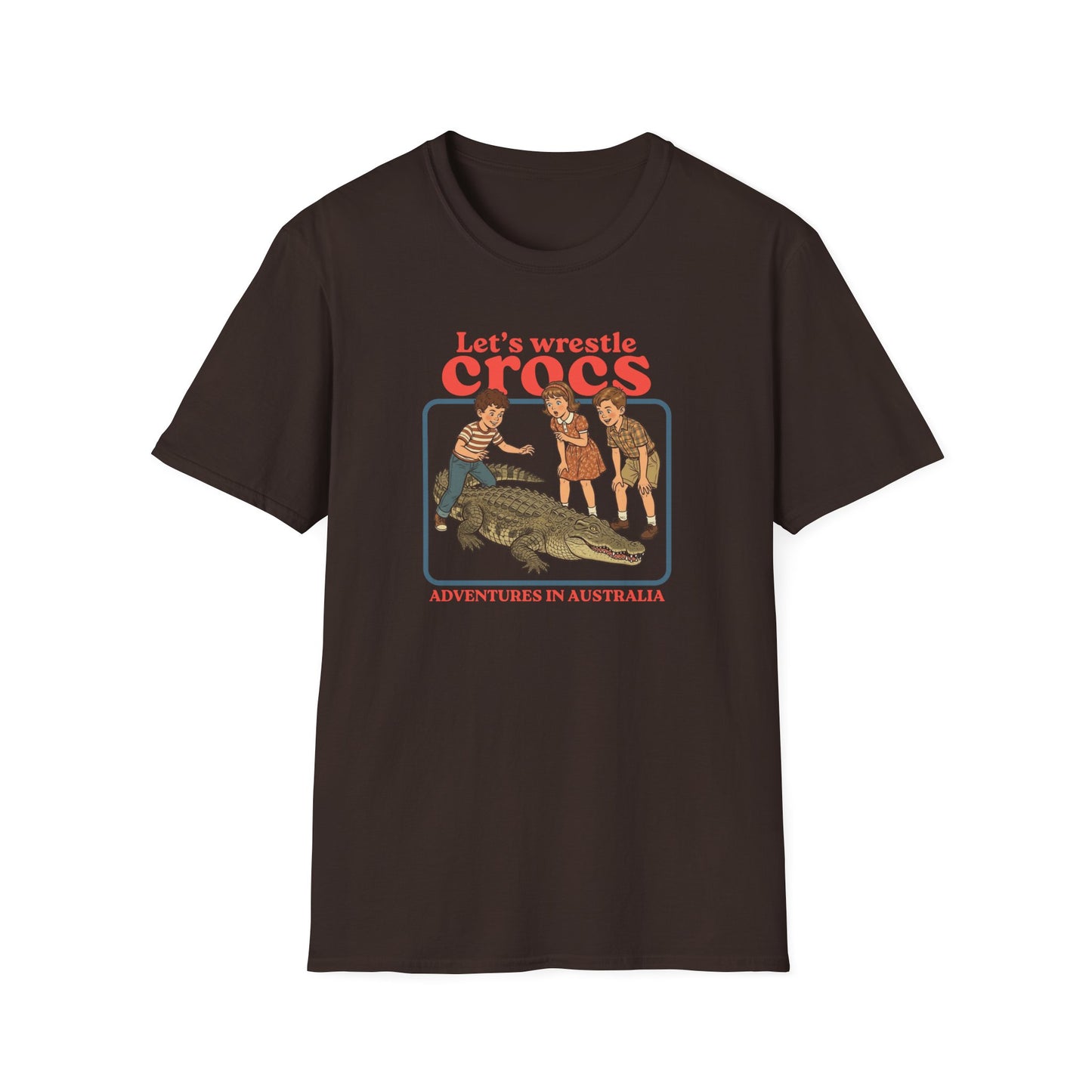 Lets Wrestle Crocs T-Shirt, Funny Crocodile Shirt, Australian Crocodile Tee, Retro Croc Shirt, Aussie Wildlife Humor Shirt, Outback Croc Tee