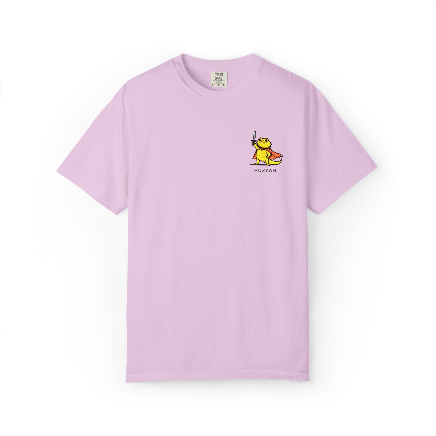 Bearded Dragon Huzzah Embroidered Comfort Colors T-Shirt, Funny Bearded Dragon Shirt, Reptile Lover Gift, Cute Lizard Embroidery Tee