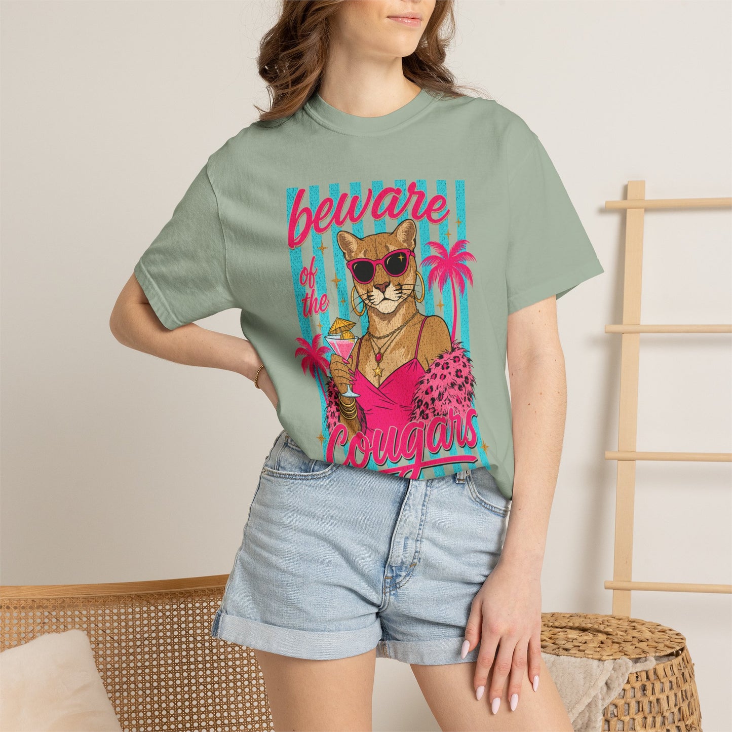 Beware of the Cougars Shirt, Funny Cougar Summer Tee, Comfort Colors Cougar T Shirt, Retro Beach Party Shirt, Girls Night Graphic Tee