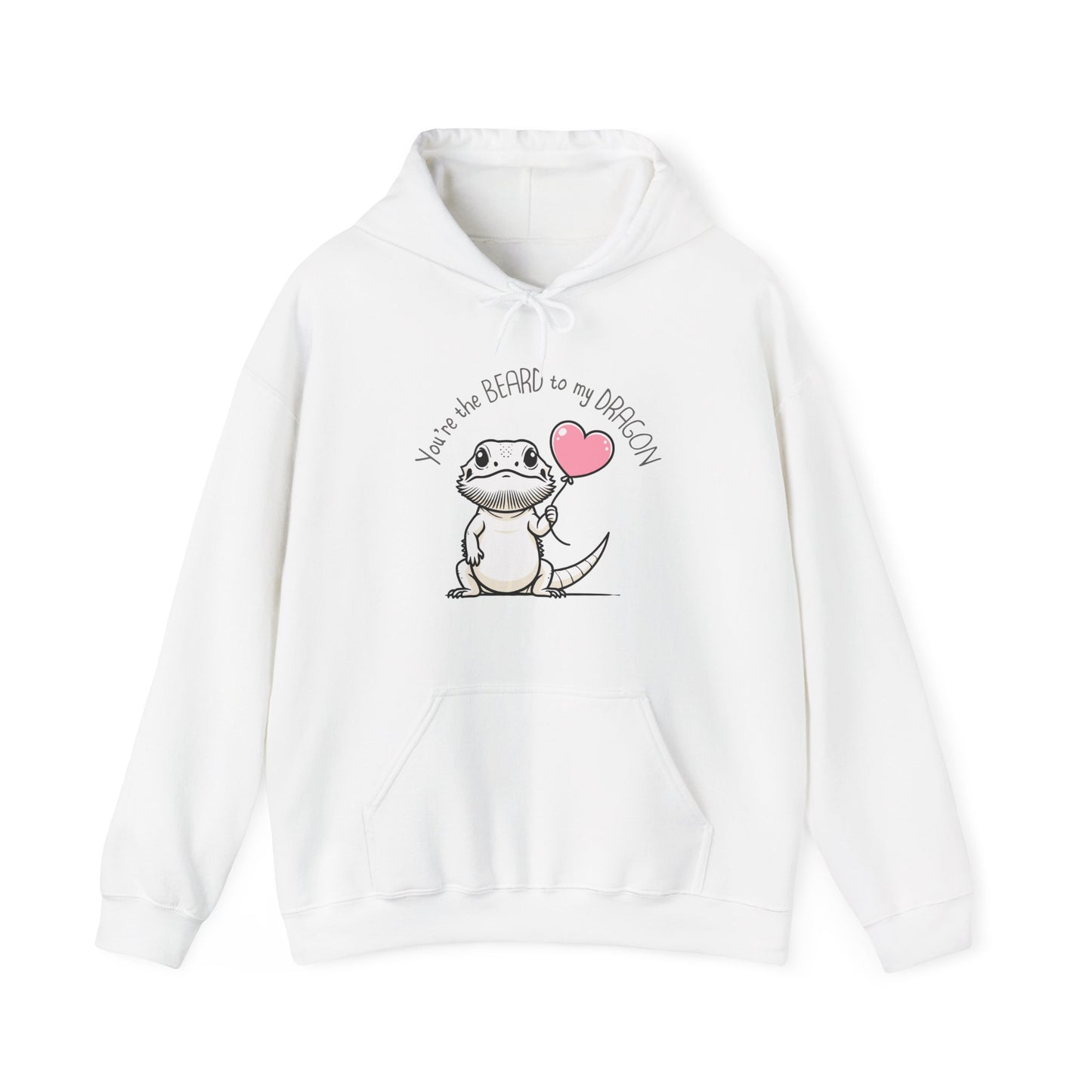 Cute Bearded Dragon Valentine's Day Unisex Hooded Sweatshirt, Reptile Keeper Gift, Valentine's Day Hoodie