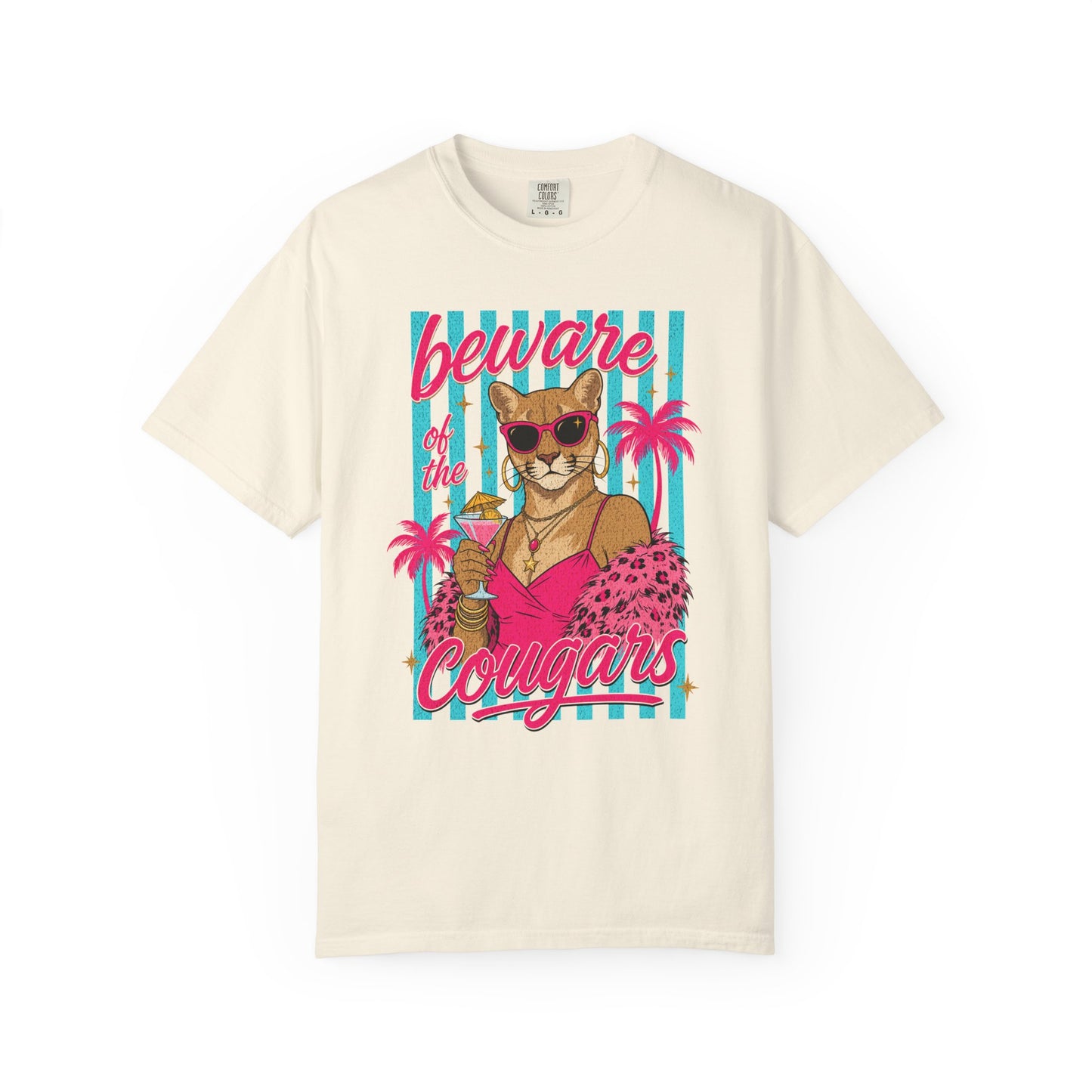 Beware of the Cougars Shirt, Funny Cougar Summer Tee, Comfort Colors Cougar T Shirt, Retro Beach Party Shirt, Girls Night Graphic Tee