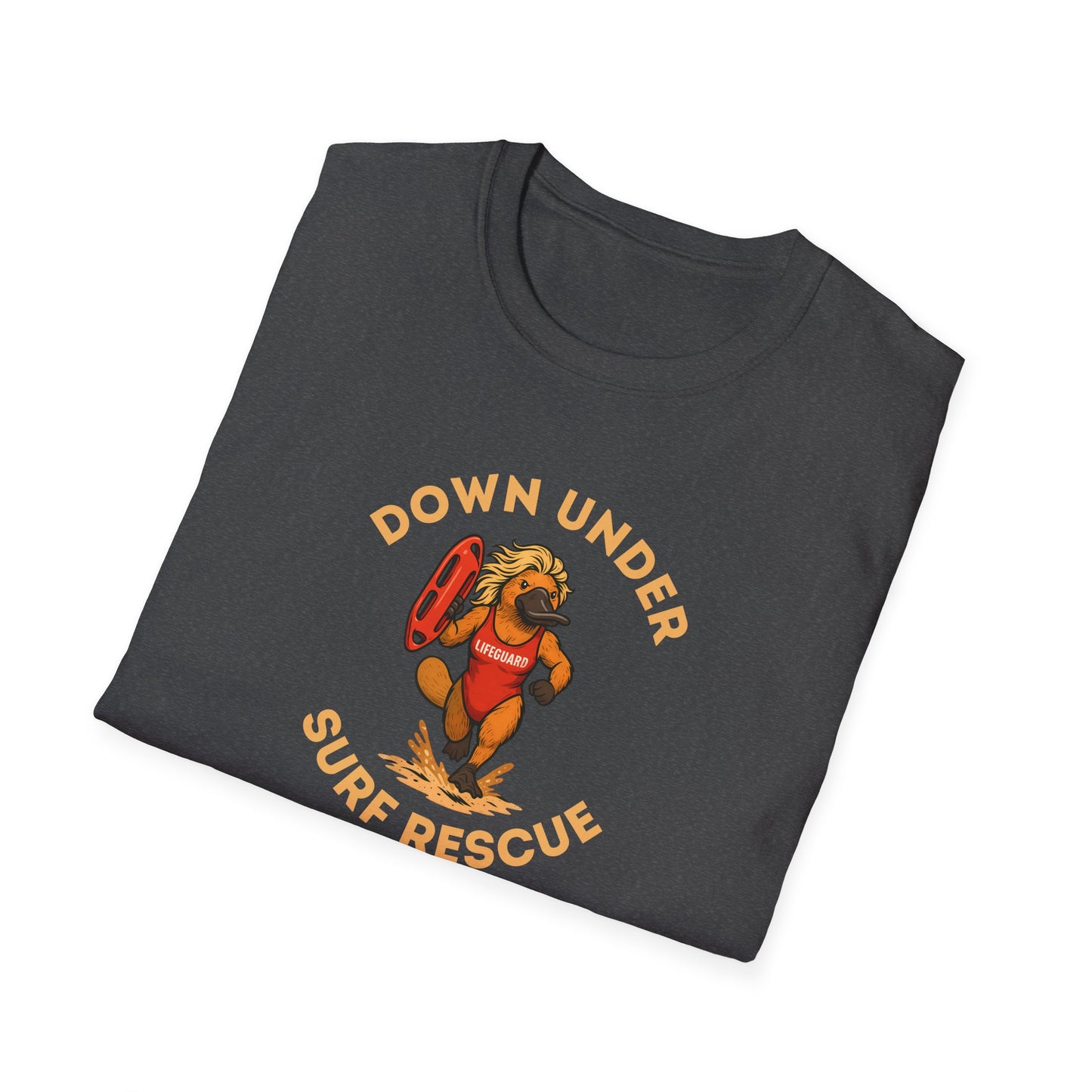 Down Under Surf Rescue T-Shirt, Platypus Lifeguard Tee, Australian Beach Shirt, Aussie Surf Tee, Platypus Graphic T-Shirt, Coastal Australia Shirt, Funny Aussie Tee