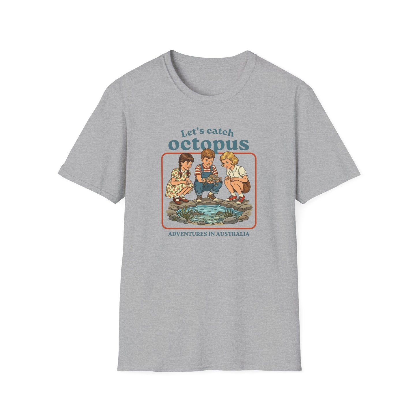 Lets Catch Octopus T-Shirt, Blue Ringed Octopus Shirt, Funny Ocean Wildlife Tee, Australian Marine Life Shirt, Retro Kids Style Octopus Tee
