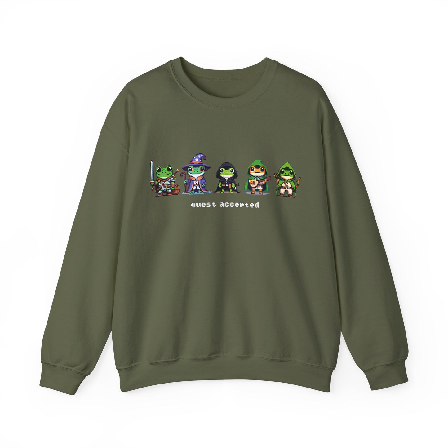 Quest Accepted | Retro Fantasy Frog Pixel Art | Unisex Crewneck Sweatshirt