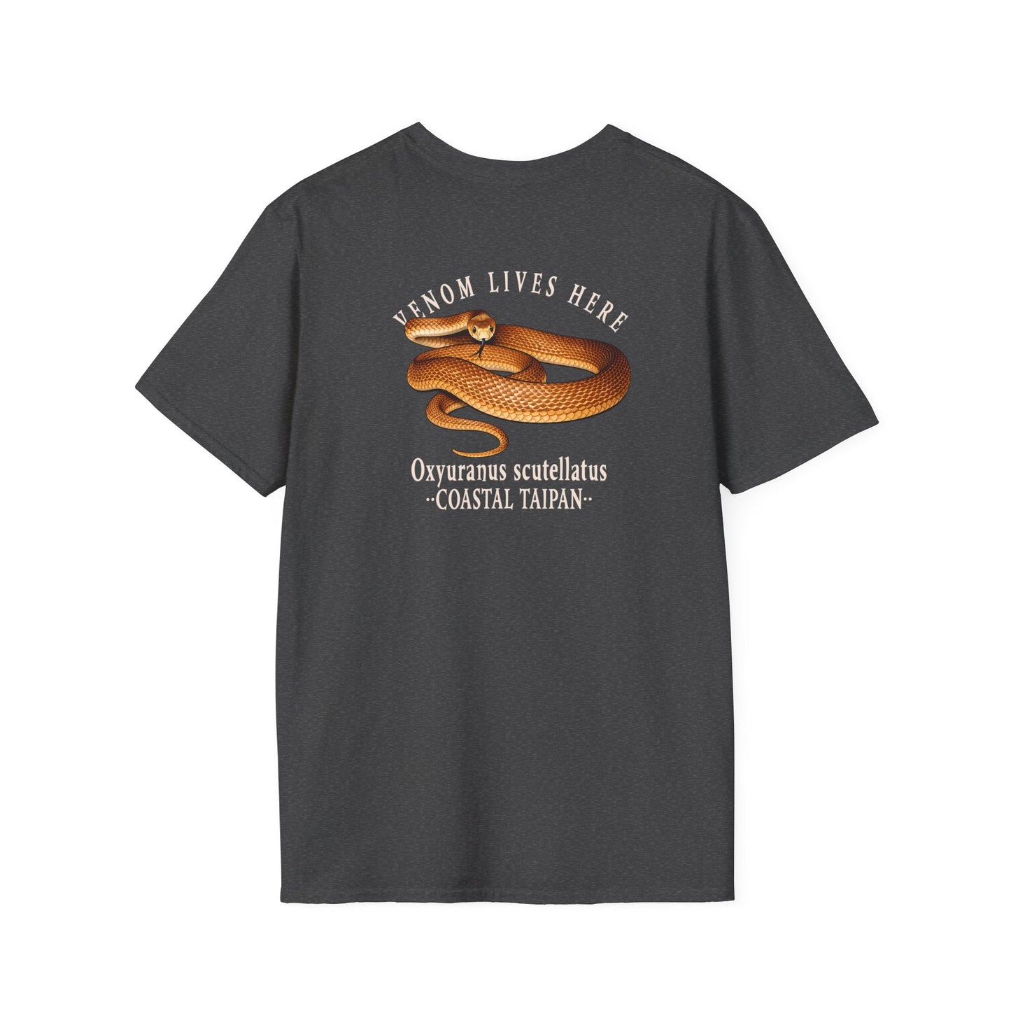 Coastal Taipan T-Shirt, Venom Lives Here Shirt, Double Sided Snake Tee, Australian Reptile Shirt, Snake Lover Gift, Herping Tee