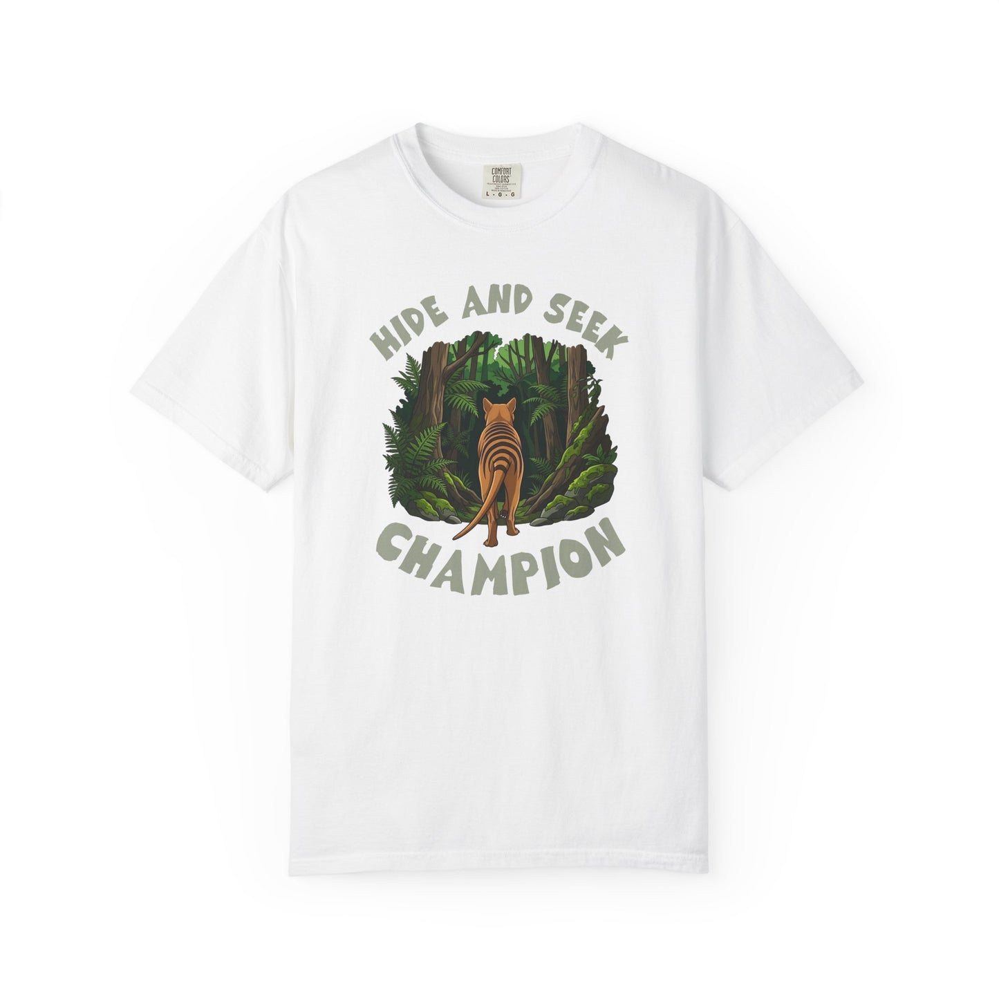 Thylacine Hide and Seek Champion Shirt, Comfort Colors Tasmanian Tiger Tee, Extinct Animal Shirt, Australian Wildlife Gift, Nature Lover Tee