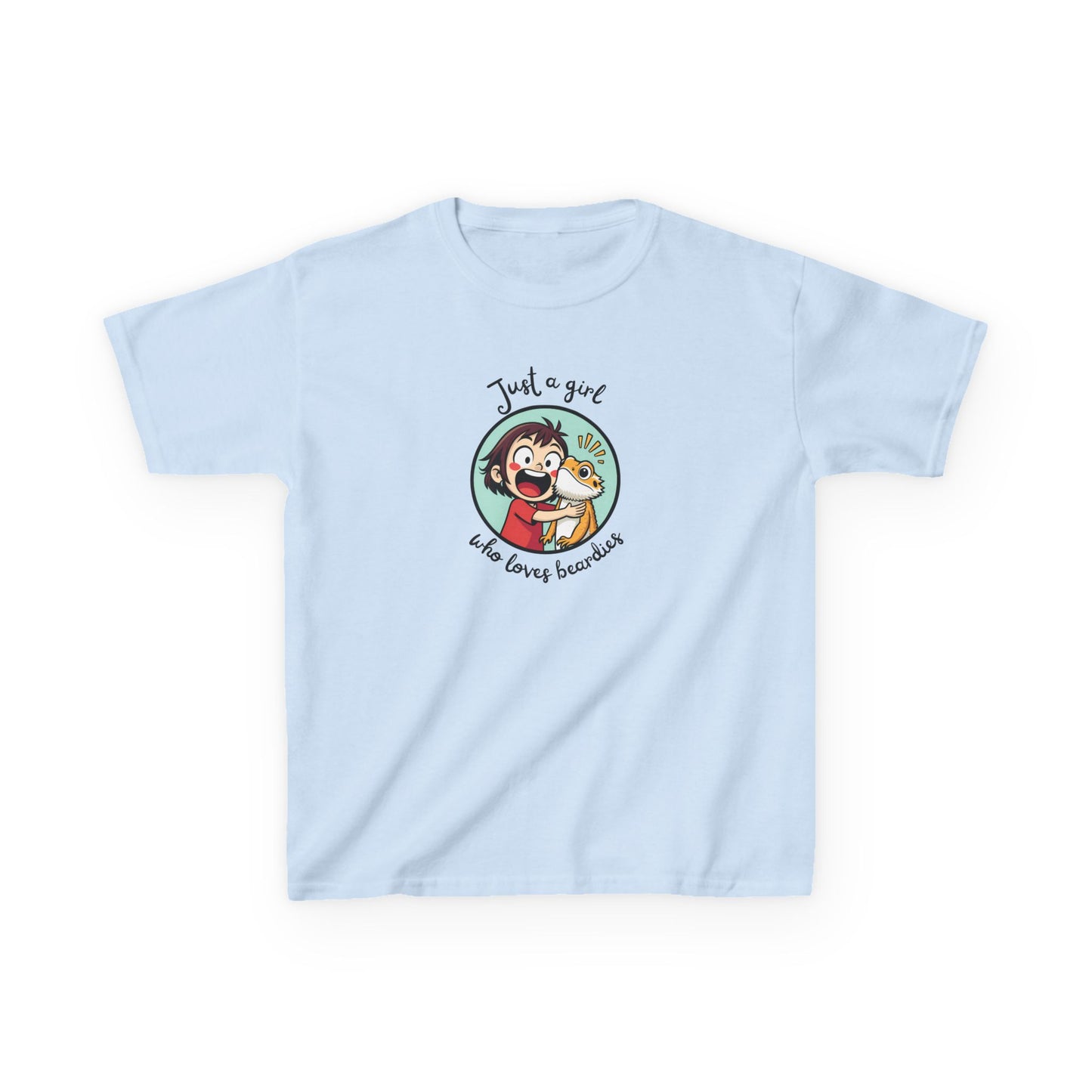 Kids Just a Girl Who Loves Beardies T-Shirt | Cute Bearded Dragon Lover Tee