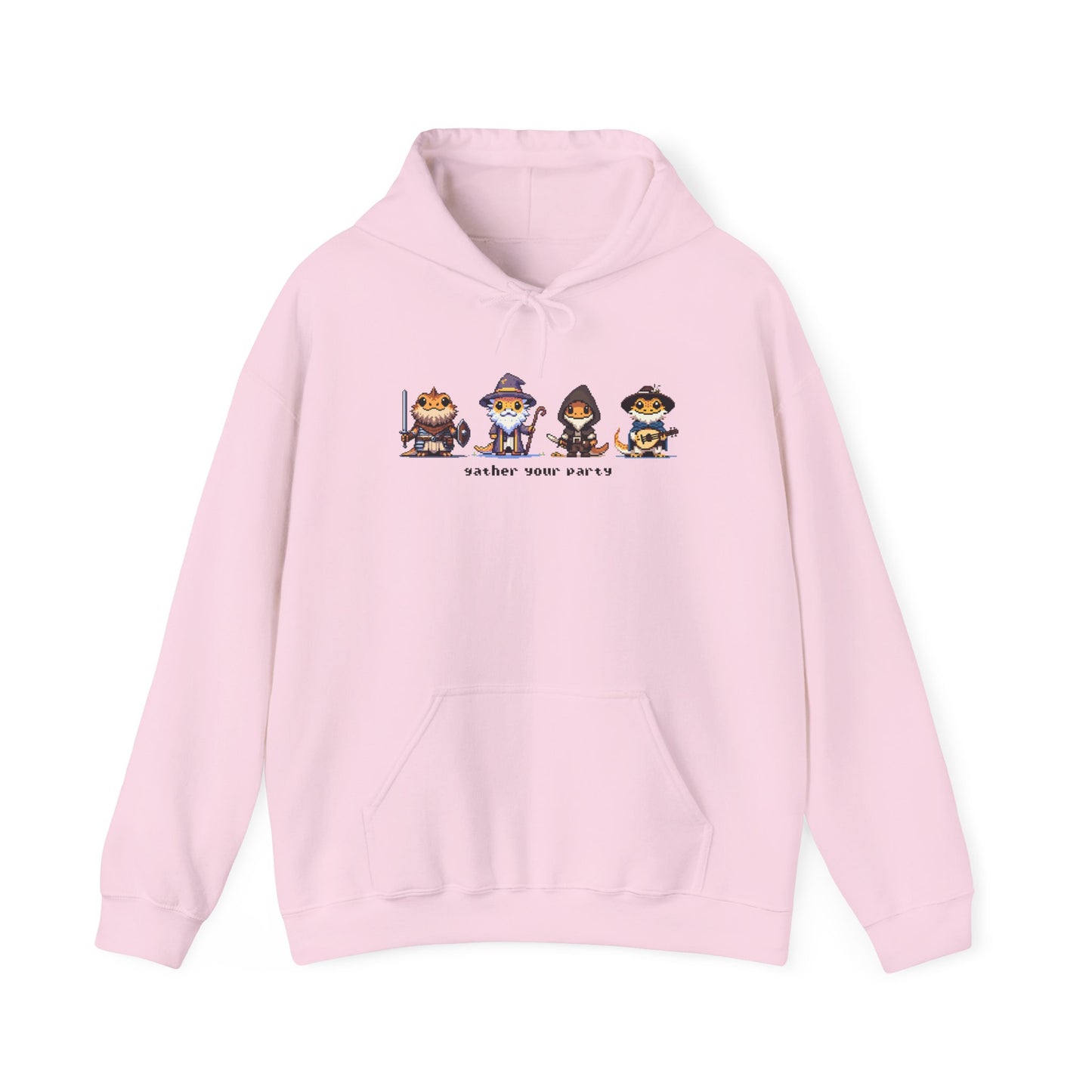 Bearded Dragon Hoodie, Gather Your Party Hoodie, Reptile DnD Hoodie, Pixel Art Hoodie, Fantasy Gamer Sweatshirt, Bearded Dragon Gift, RPG Hoodie