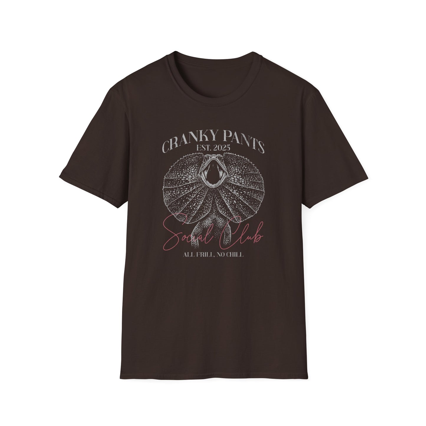 Frilled Neck Lizard T-Shirt Cranky Pants Social Club, All Frill No Chill Tee, Funny Aussie Reptile Shirt, Frill Neck Lizard Gift
