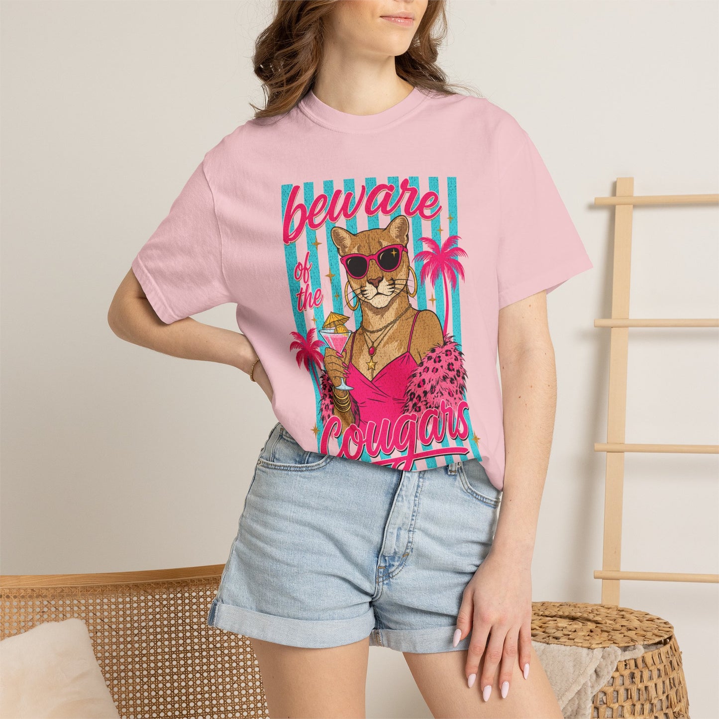 Beware of the Cougars Shirt, Funny Cougar Summer Tee, Comfort Colors Cougar T Shirt, Retro Beach Party Shirt, Girls Night Graphic Tee