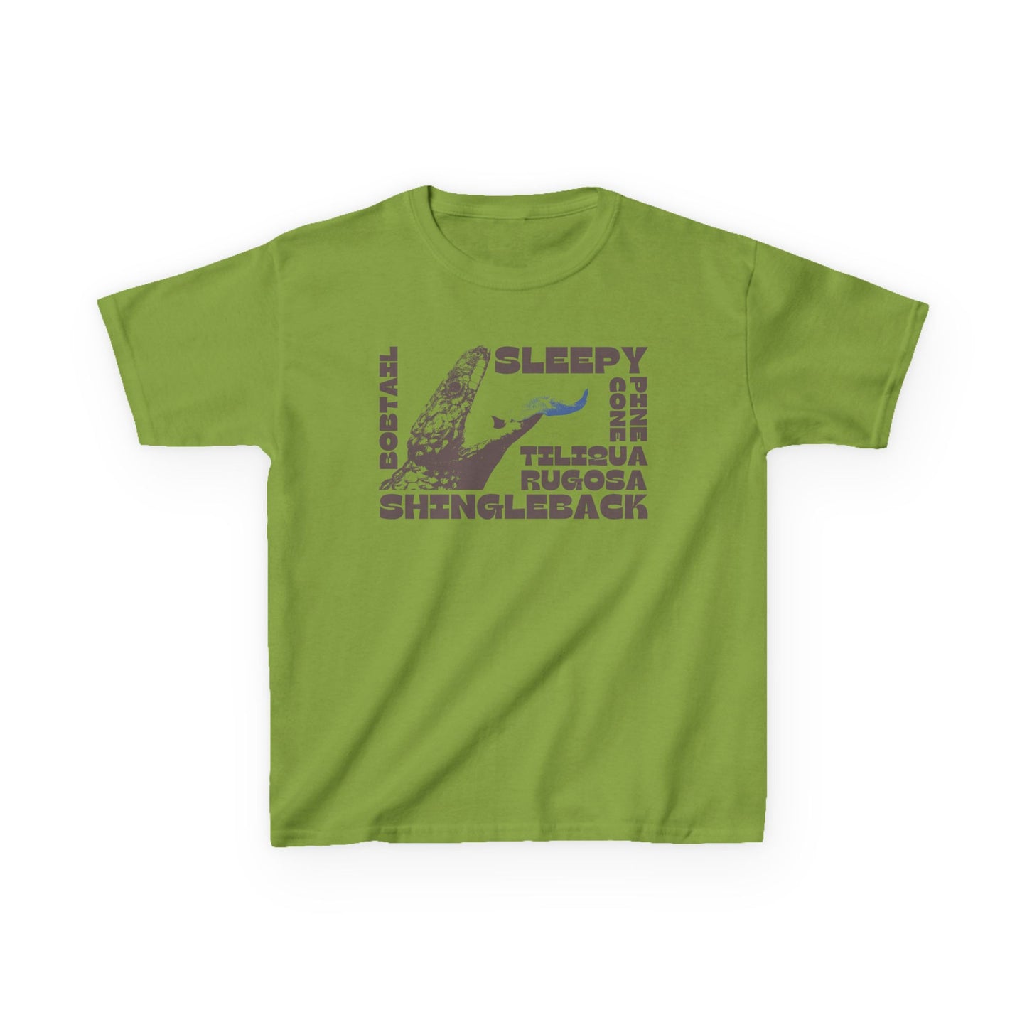 Kids Shingleback Lizard T-Shirt | Sleepy Lizard Bobtail Blue-Tongue Tee | Aussie Reptile Gift for Kids
