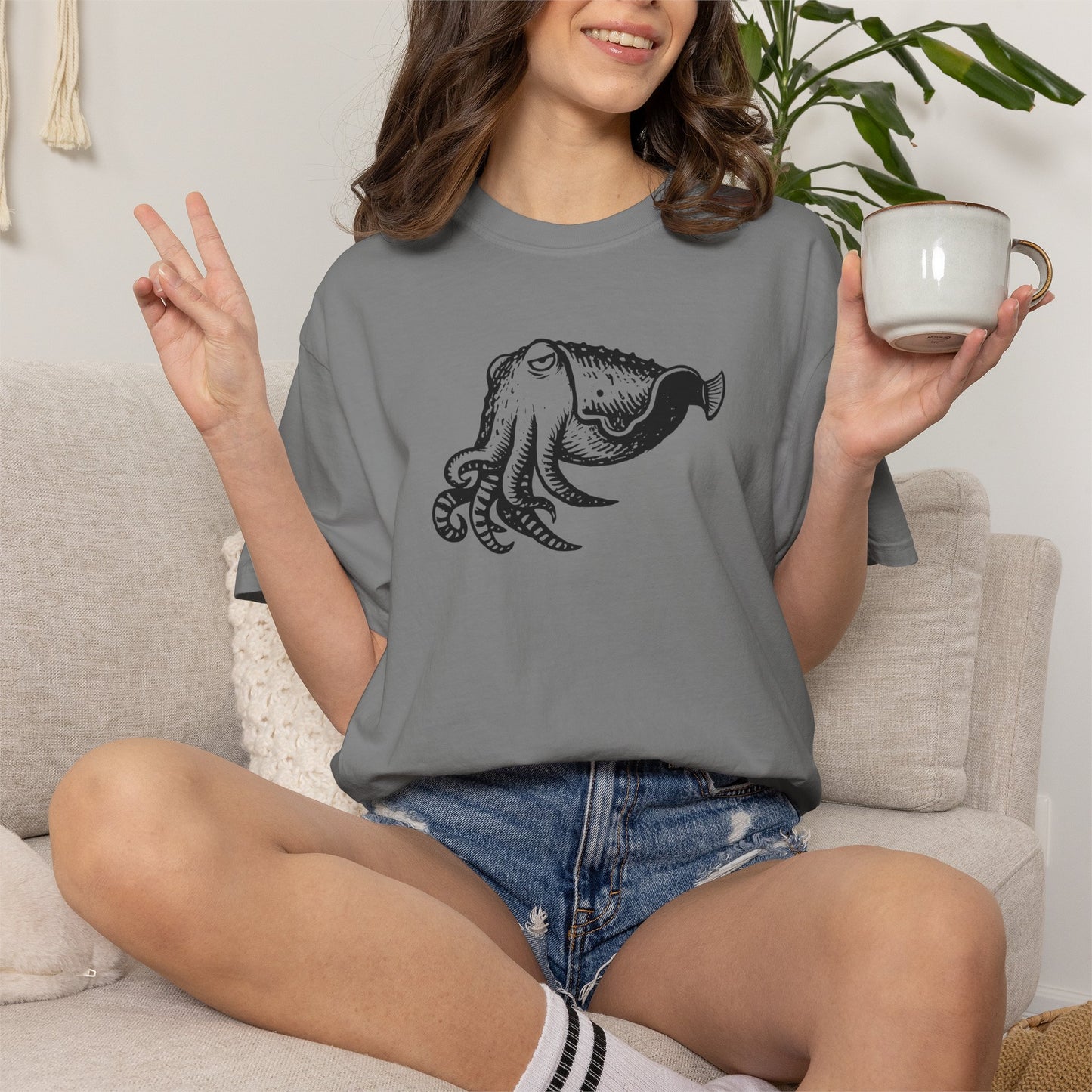 Cuttlefish Shirt, Comfort Colors Ocean Animal Tee, Cephalopod T Shirt, Marine Biology Gift, Scuba Diver Shirt, Sea Life Graphic Tee