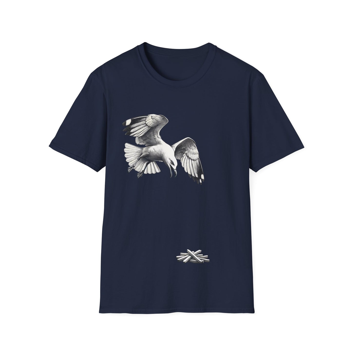 Seagull Chip Unisex T-Shirt, Retro Beach Tee, Bird Lover Gift, Ocean Graphic Shirt, Vintage Seaside Top