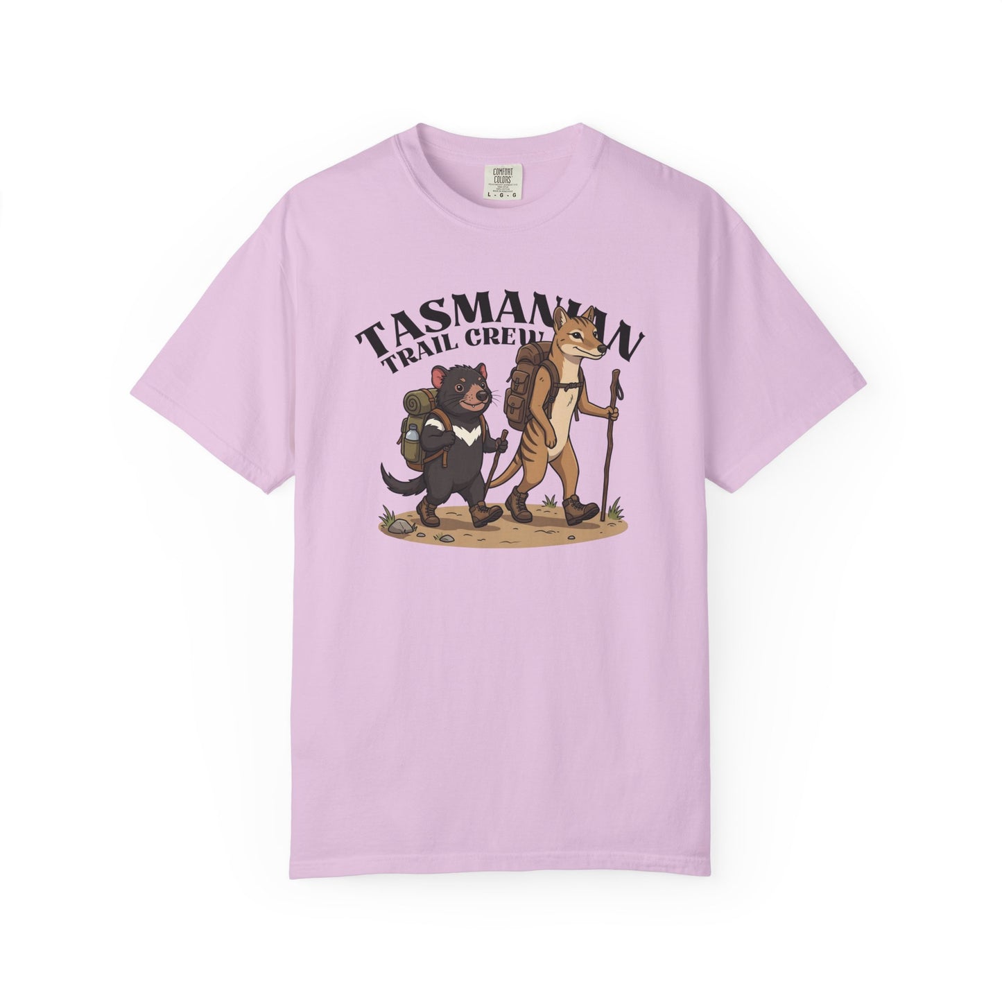 Tasmanian Trail Crew Shirt, Comfort Colors Hiking Tee, Tasmanian Devil and Thylacine T Shirt, Australian Wildlife Shirt, Hiking Gift