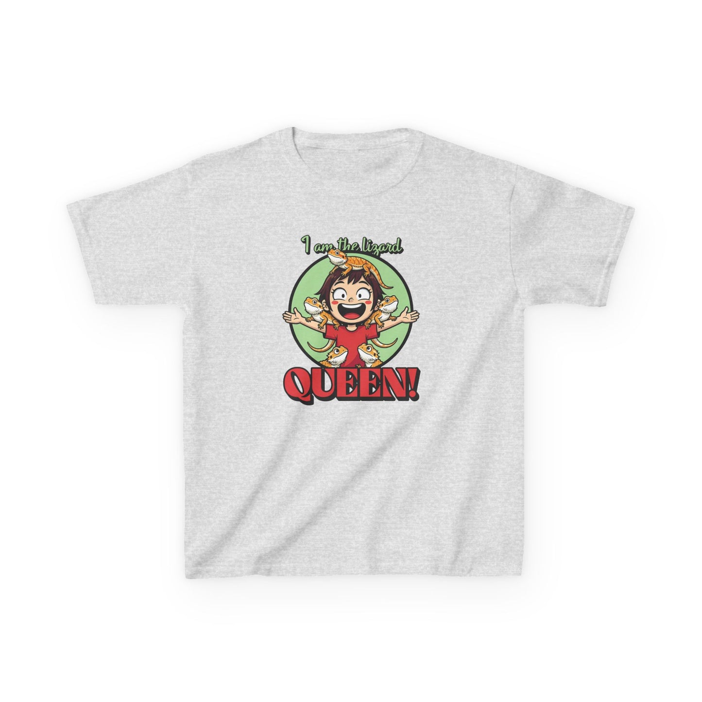 I Am the Lizard Queen Kids T-Shirt | Funny Reptile Shirt for Kids | Lizard Lover Tee | Animal Humor Top | Bearded Dragon