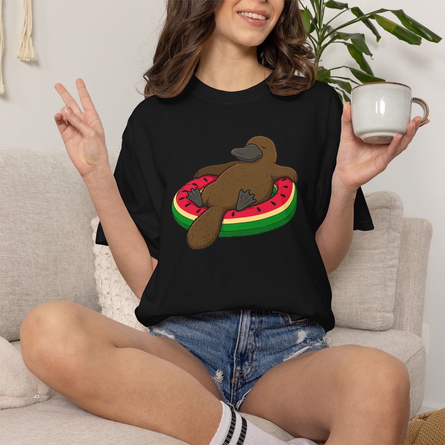Platypus Pool Float Shirt, Comfort Colors Platypus Tee, Funny Australian Animal T Shirt, Summer Wildlife Shirt, Monotreme Gift