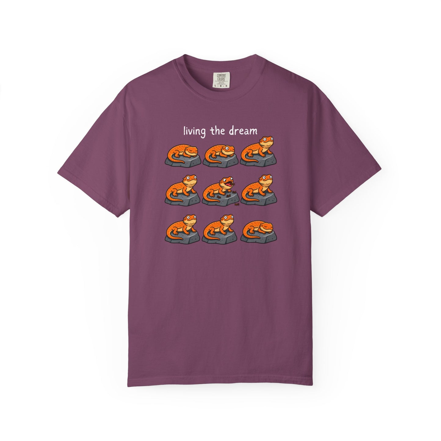 Bearded Dragon Living the Dream Shirt, Comfort Colors Reptile Tee, Funny Bearded Dragon T Shirt, Lizard Lover Gift, Beardie Owner Shirt