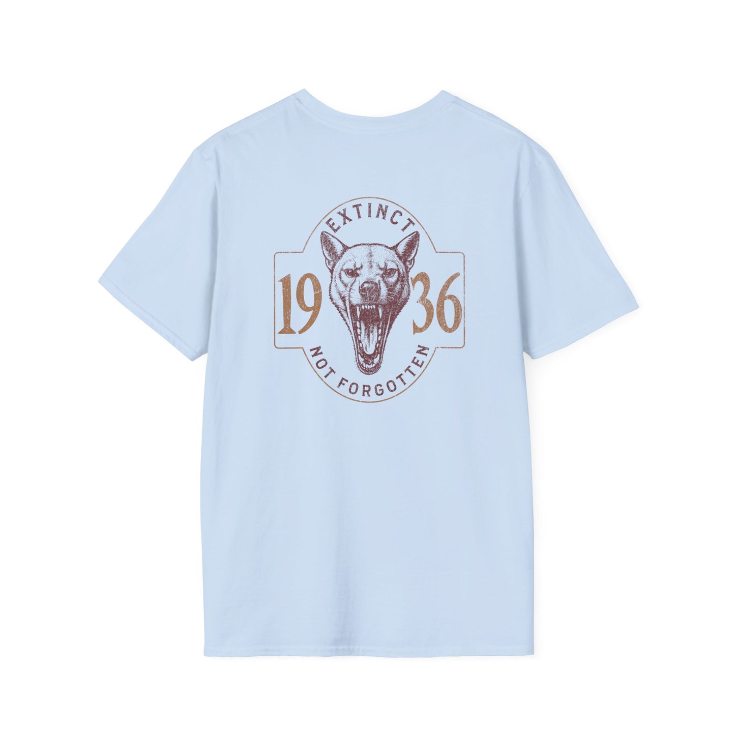 Thylacine T-Shirt Extinct Not Forgotten, Tasmanian Tiger Shirt, Double Sided Graphic Tee, Australian Wildlife Shirt, Conservation Gift