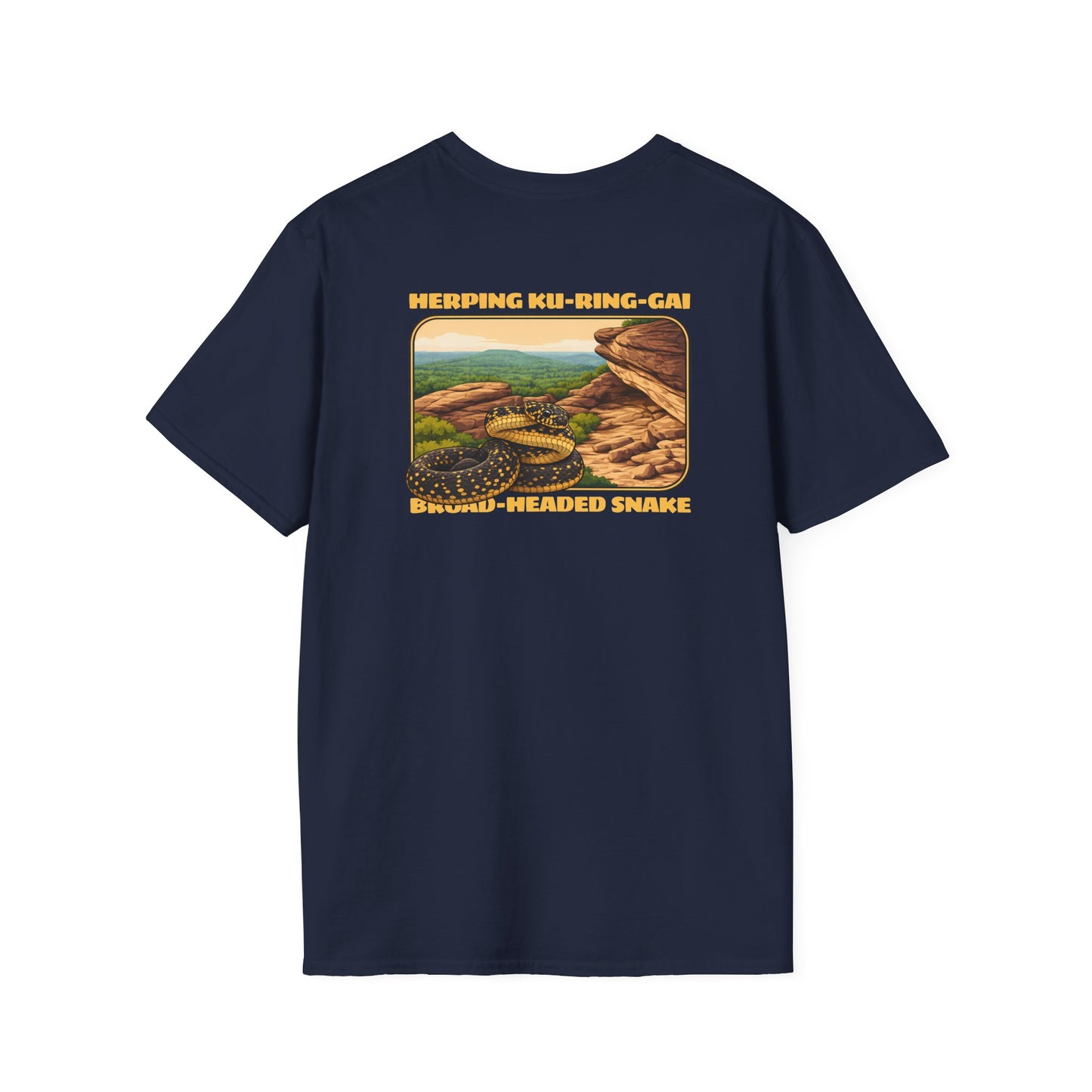 Broad-Headed Snake T-Shirt, Herping Ku-Ring-Gai Shirt, Australian Snake Tee, Reptile Lover Gift, Wildlife Back Print Shirt, Herper Tee
