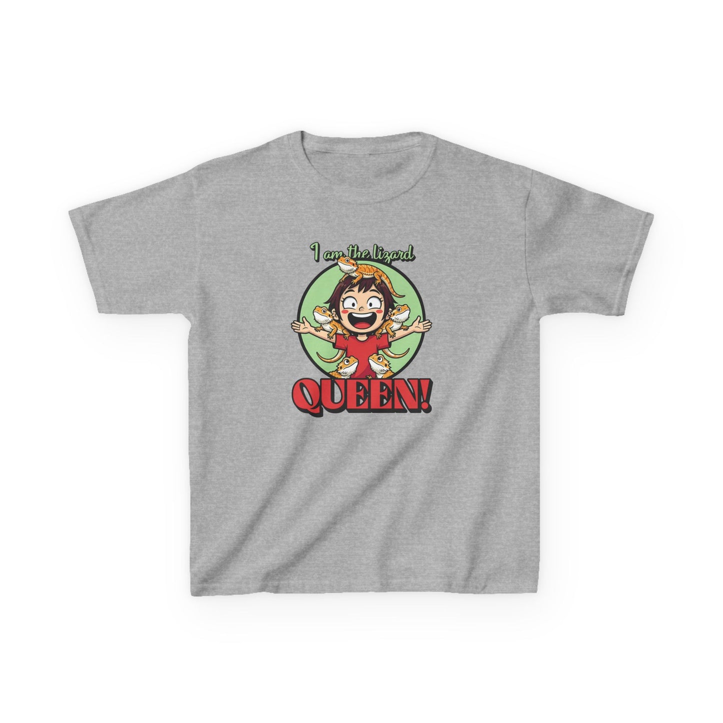 I Am the Lizard Queen Kids T-Shirt | Funny Reptile Shirt for Kids | Lizard Lover Tee | Animal Humor Top | Bearded Dragon