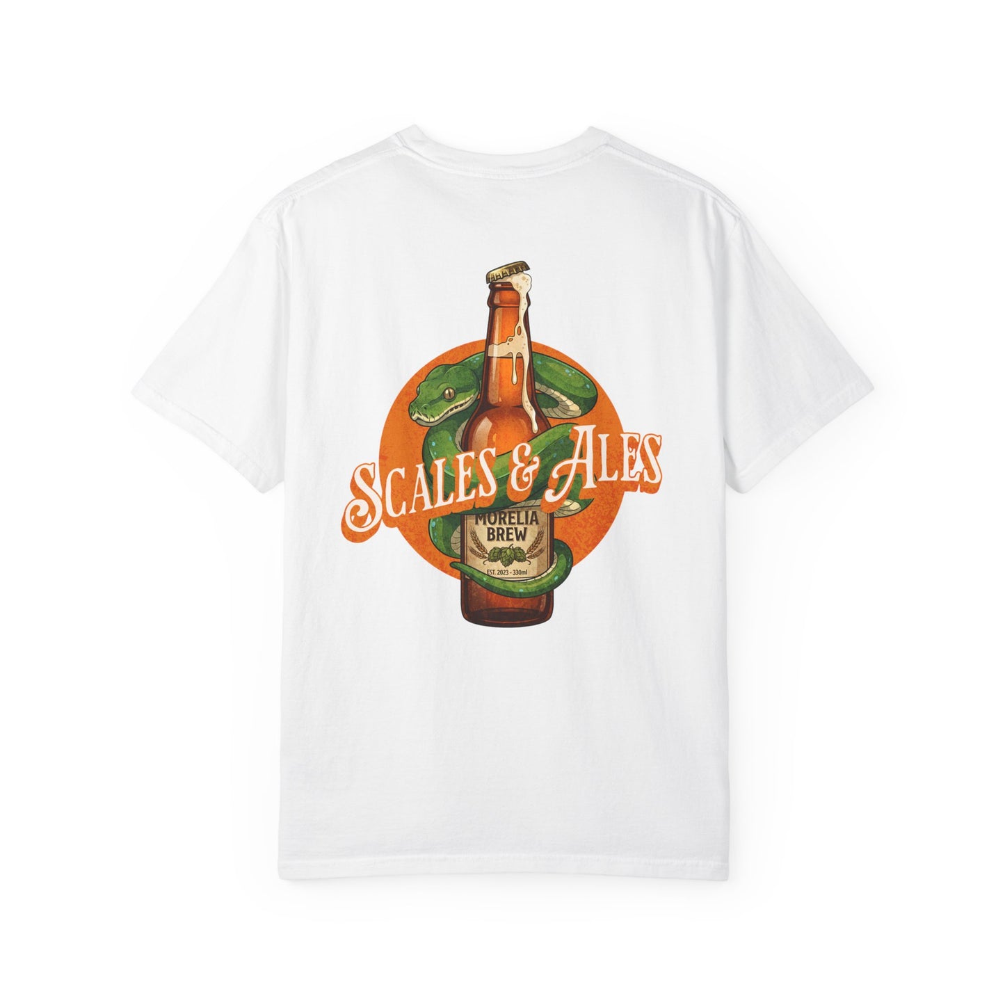 Scales and Ales Shirt, Green Tree Python Comfort Colors Tee, Snake Beer Shirt, Reptile Lover Gift, Double Sided Graphic T Shirt, Beer Lover