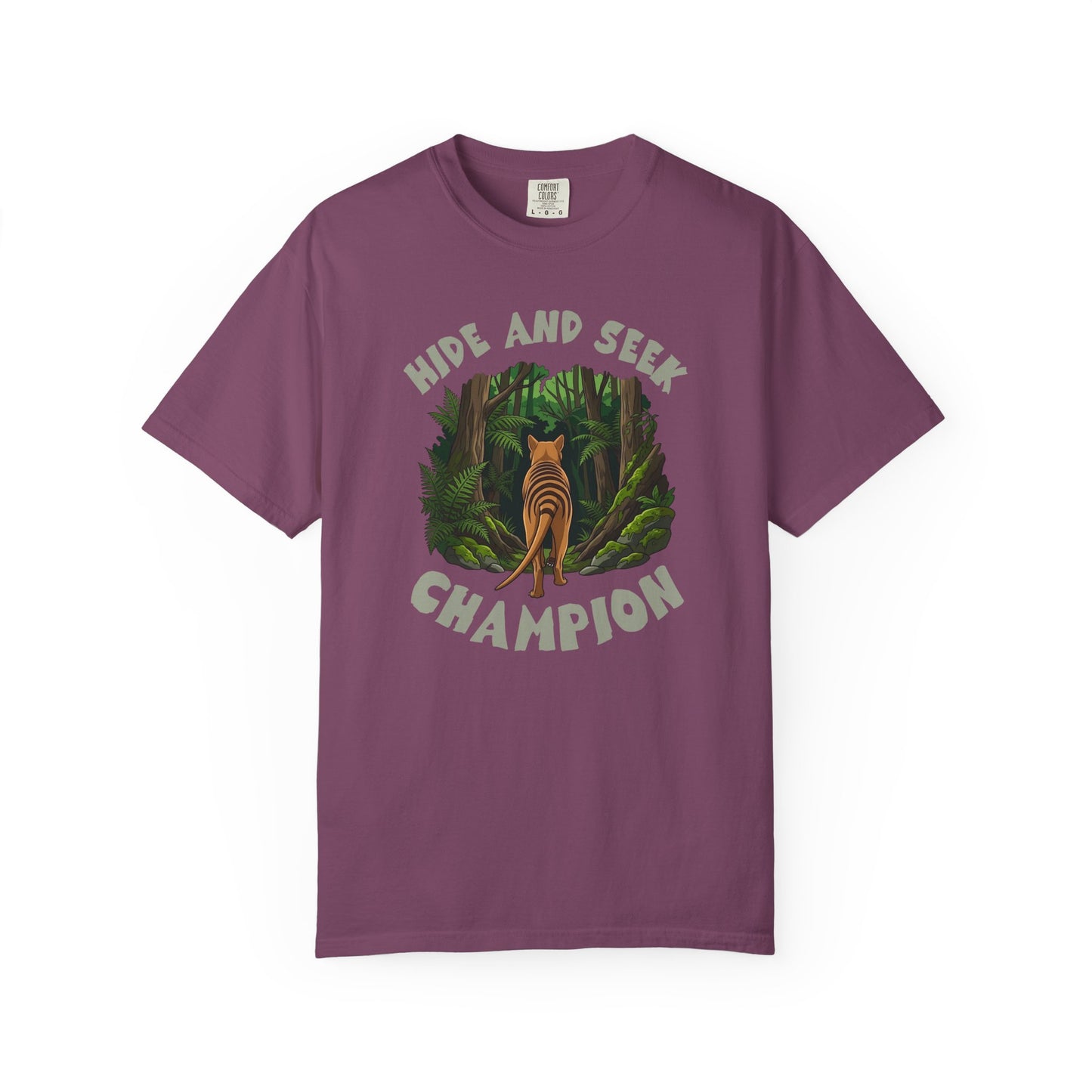 Thylacine Hide and Seek Champion Shirt, Comfort Colors Tasmanian Tiger Tee, Extinct Animal Shirt, Australian Wildlife Gift, Nature Lover Tee