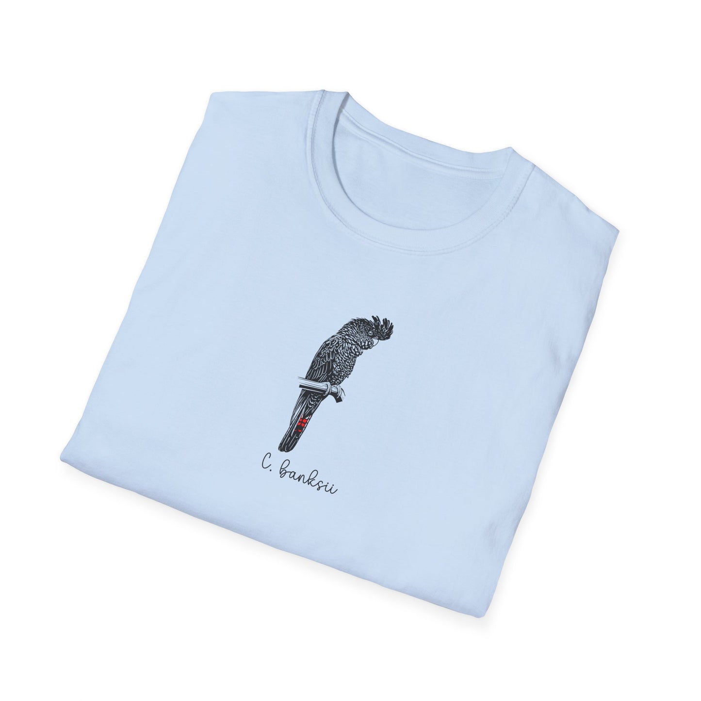Red-Tailed Black Cockatoo T-Shirt, Australian Bird Tee, Native Bird Shirt, Minimalist Cockatoo T-Shirt, Bird Nerd Gift for Birdwatchers