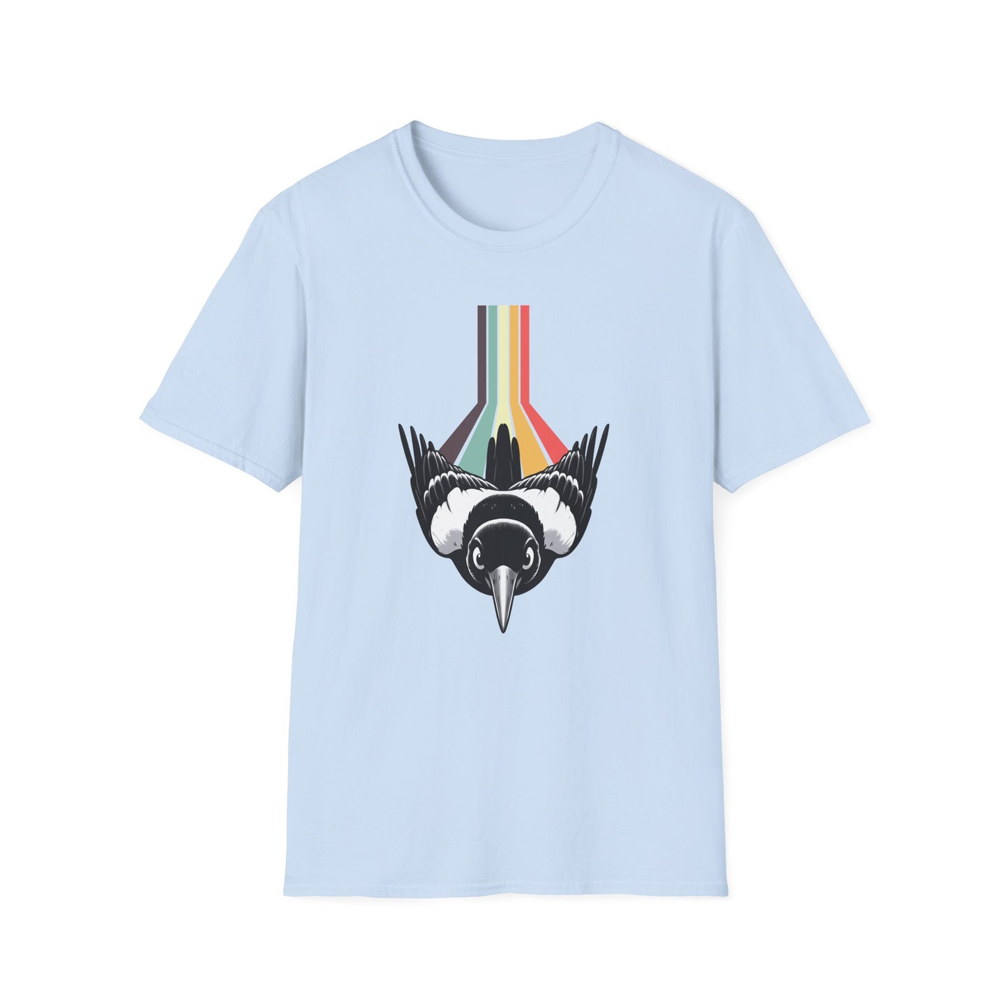 Retro Magpie T-Shirt Australian Bird Tee, Vintage Stripe Magpie Shirt, Aussie Wildlife Graphic, Bird Lover Gift