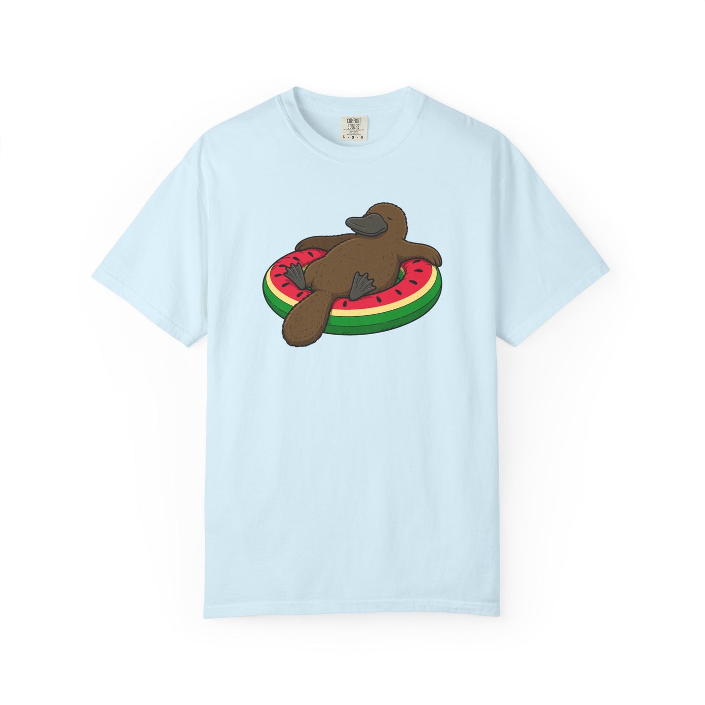 Platypus Pool Float Shirt, Comfort Colors Platypus Tee, Funny Australian Animal T Shirt, Summer Wildlife Shirt, Monotreme Gift