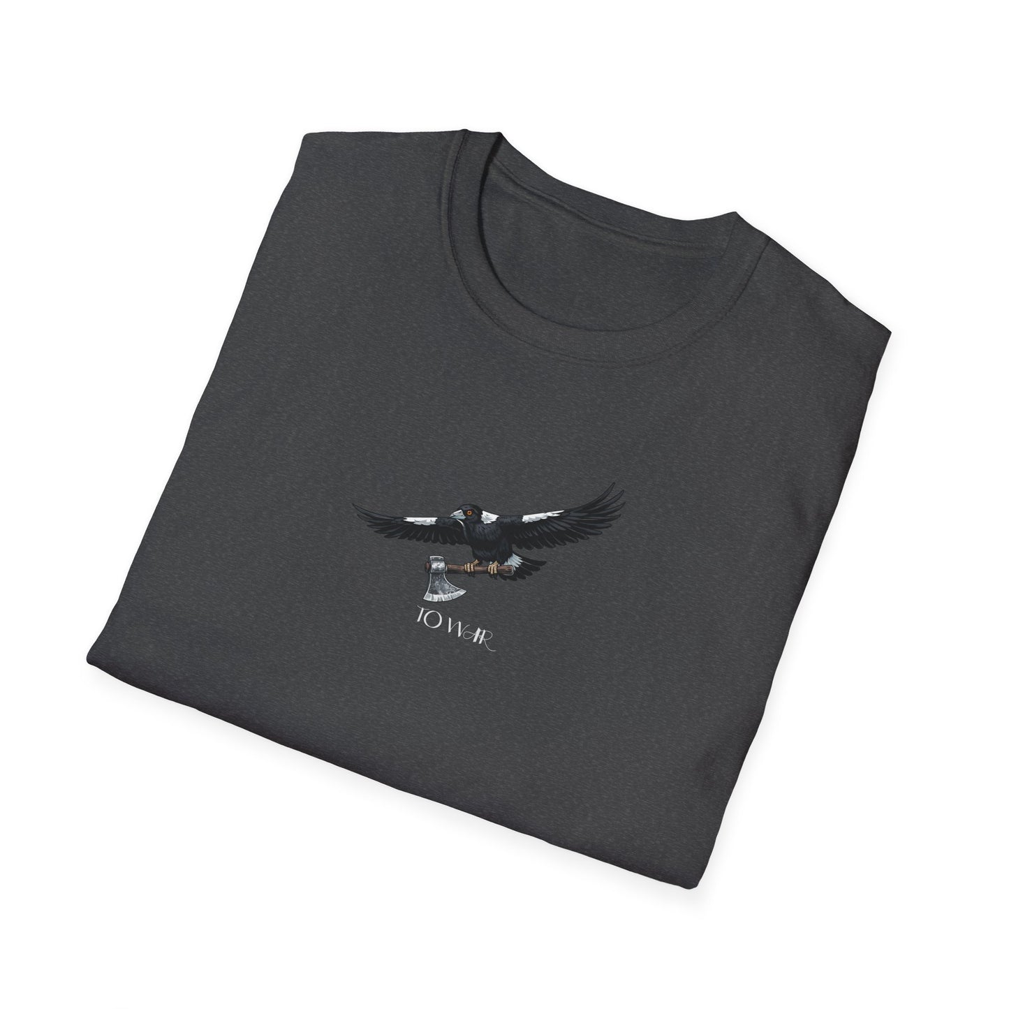 Magpie To War T-Shirt, Australian Magpie Shirt, Bird With Axe Tee, Wildlife Graphic Shirt, Bird Lover Gift, Aussie Bird Tee