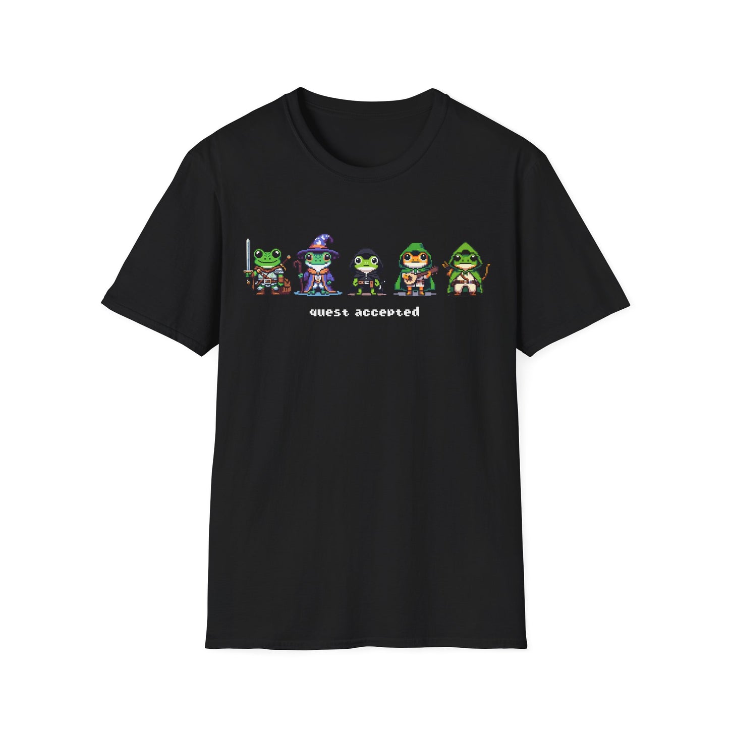 Quest Accepted Pixel Art Frog T-Shirt – Cute Gamer Tee for RPG & Fantasy Fans