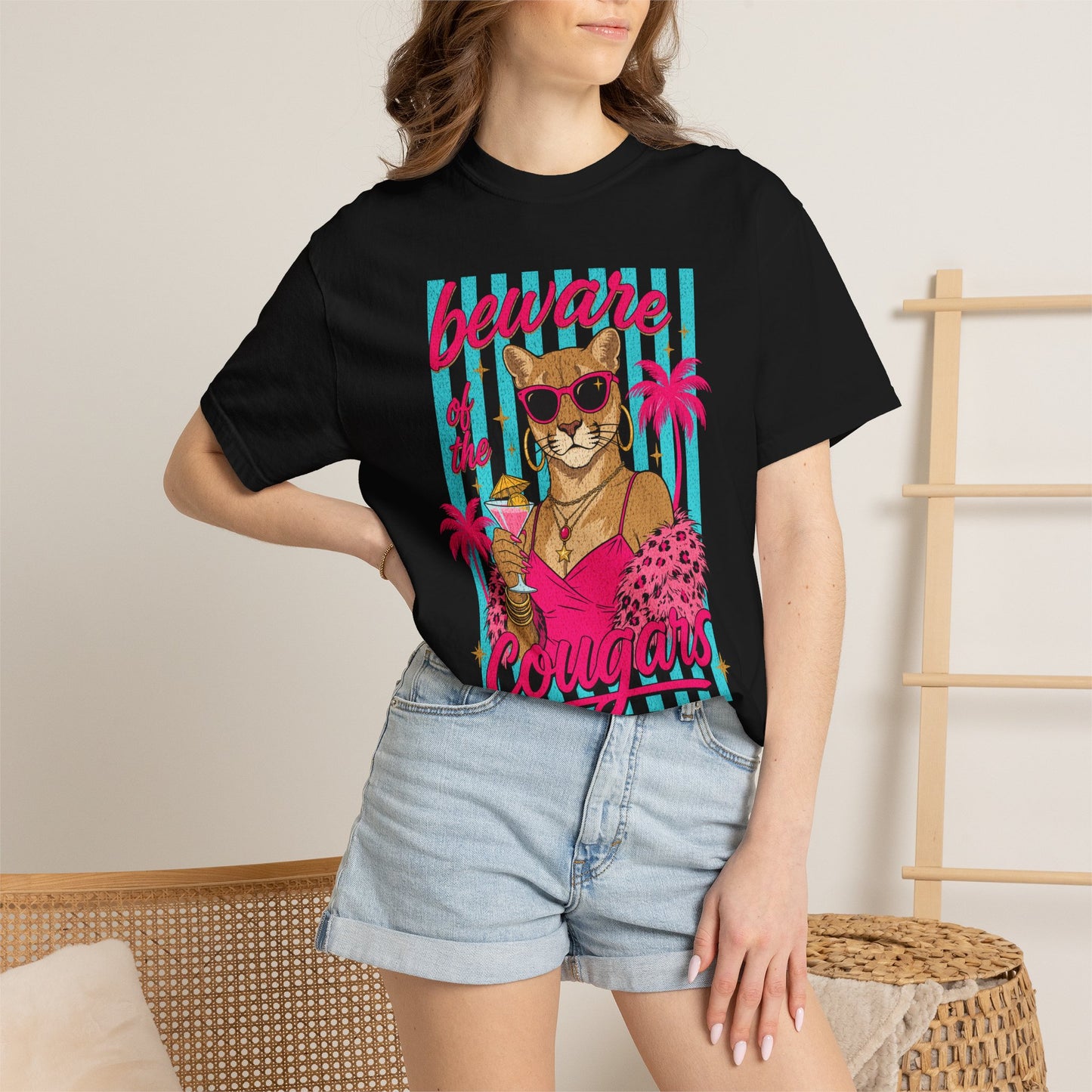 Beware of the Cougars Shirt, Funny Cougar Summer Tee, Comfort Colors Cougar T Shirt, Retro Beach Party Shirt, Girls Night Graphic Tee