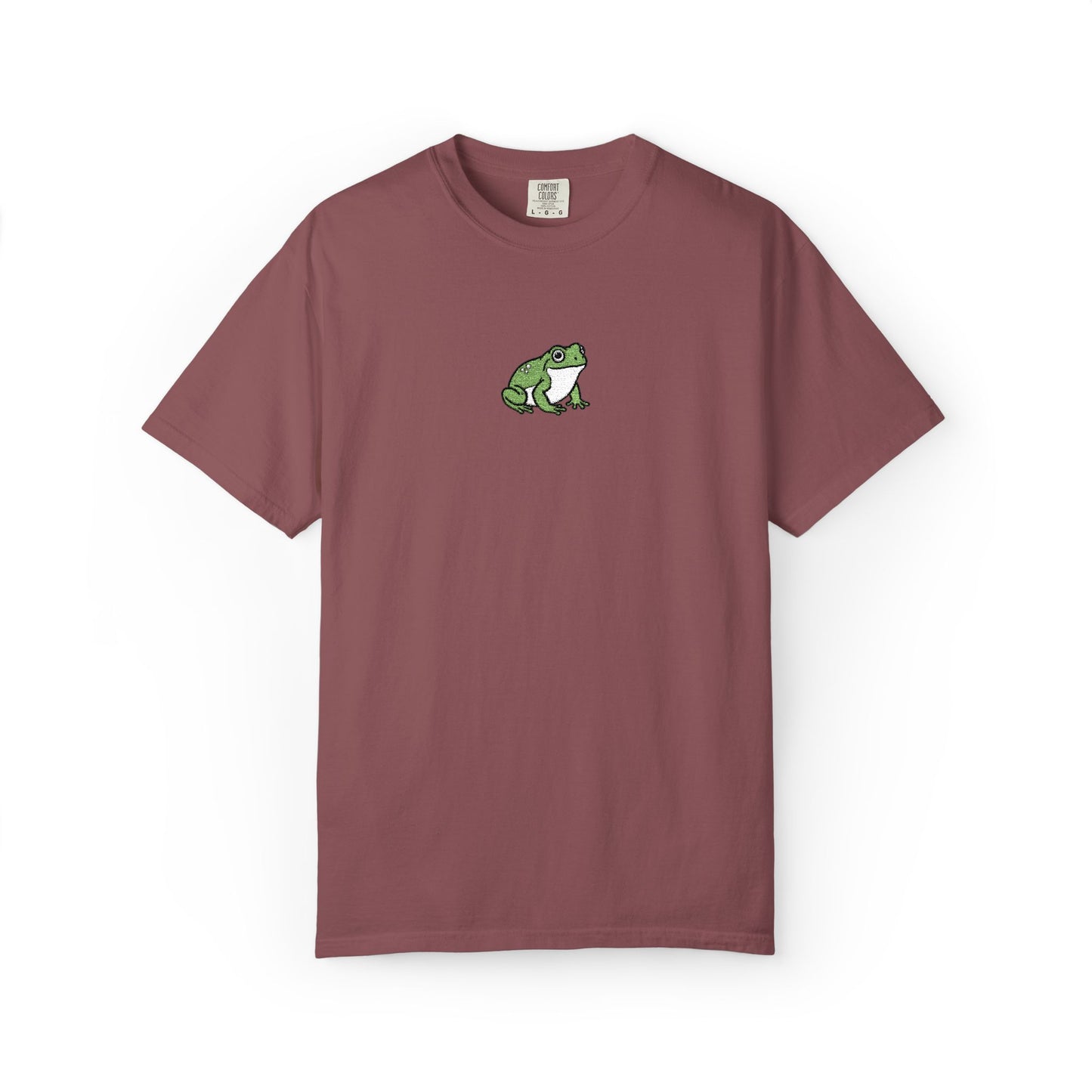 Green Tree Frog Embroidered Comfort Colors T-Shirt, Cute Frog Shirt, Amphibian Lover Tee, Frog Lover Gift, Biology Embroidered Shirt
