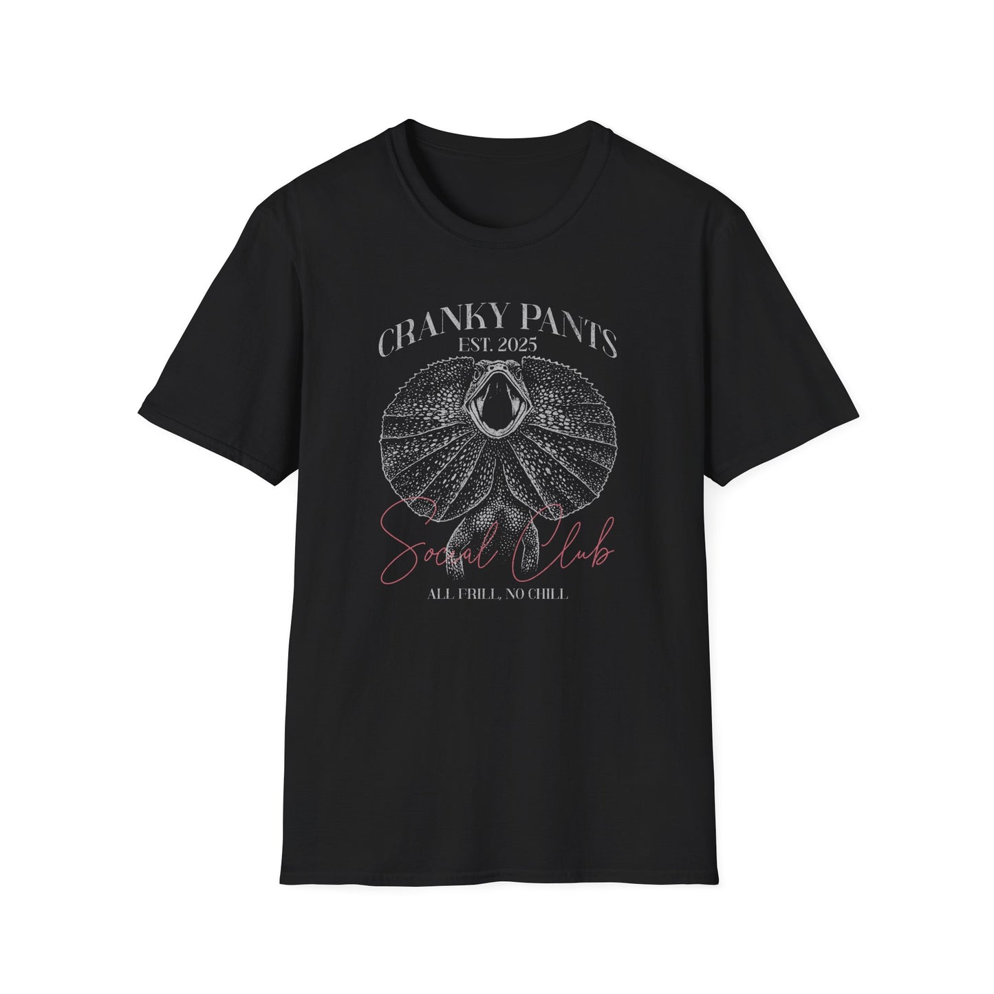 Frilled Neck Lizard T-Shirt Cranky Pants Social Club, All Frill No Chill Tee, Funny Aussie Reptile Shirt, Frill Neck Lizard Gift