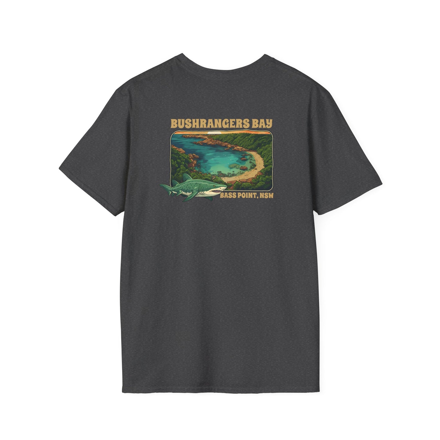Grey Nurse Shark T-Shirt, Bushrangers Bay Shirt, Bass Point NSW Tee, Australian Coastal Wildlife Shirt, Shark Lover Gift, Back Print Tee