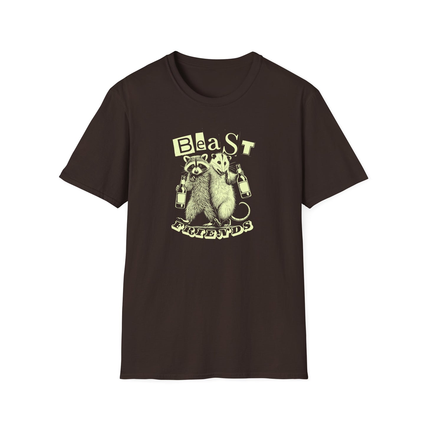 Raccoon Opossum Beast Friends T-Shirt, Funny Trash Panda Opossum Tee, Party Animal Shirt, Drinking Animal Tee, Chaos Friends Gift