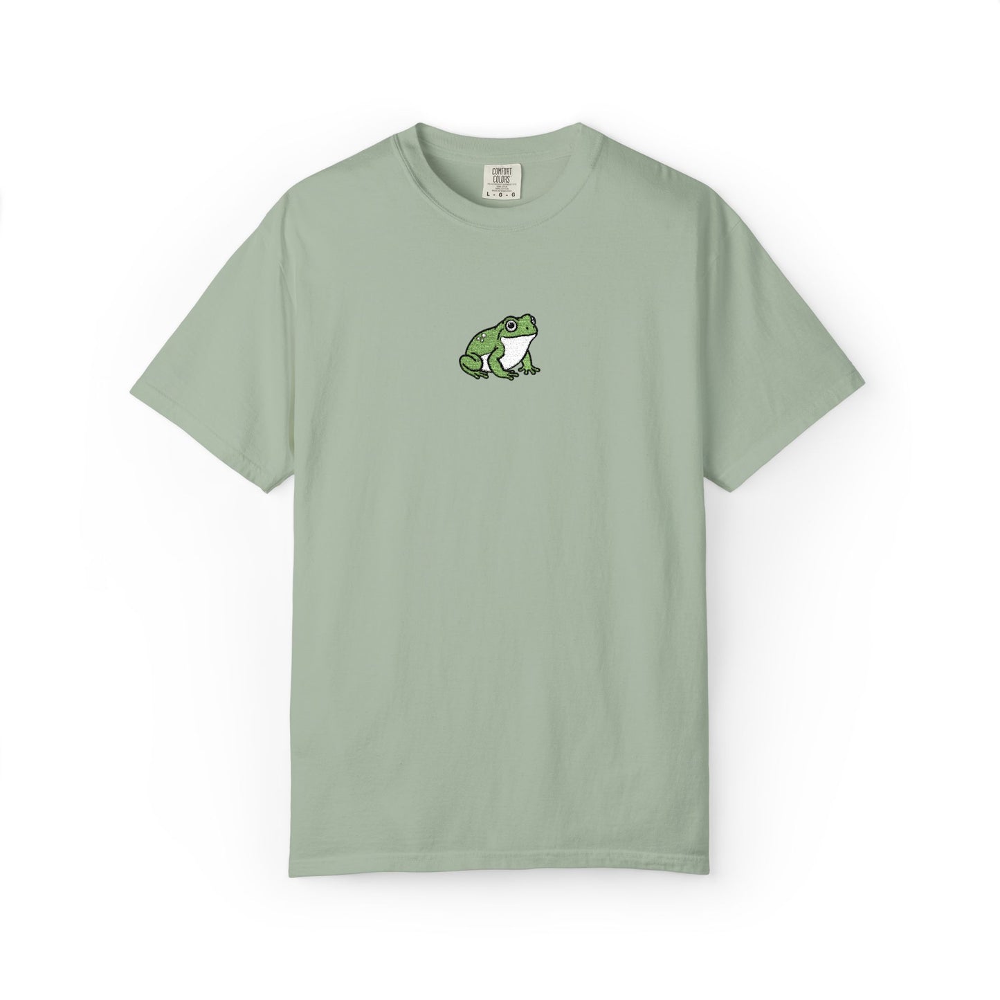 Green Tree Frog Embroidered Comfort Colors T-Shirt, Cute Frog Shirt, Amphibian Lover Tee, Frog Lover Gift, Biology Embroidered Shirt