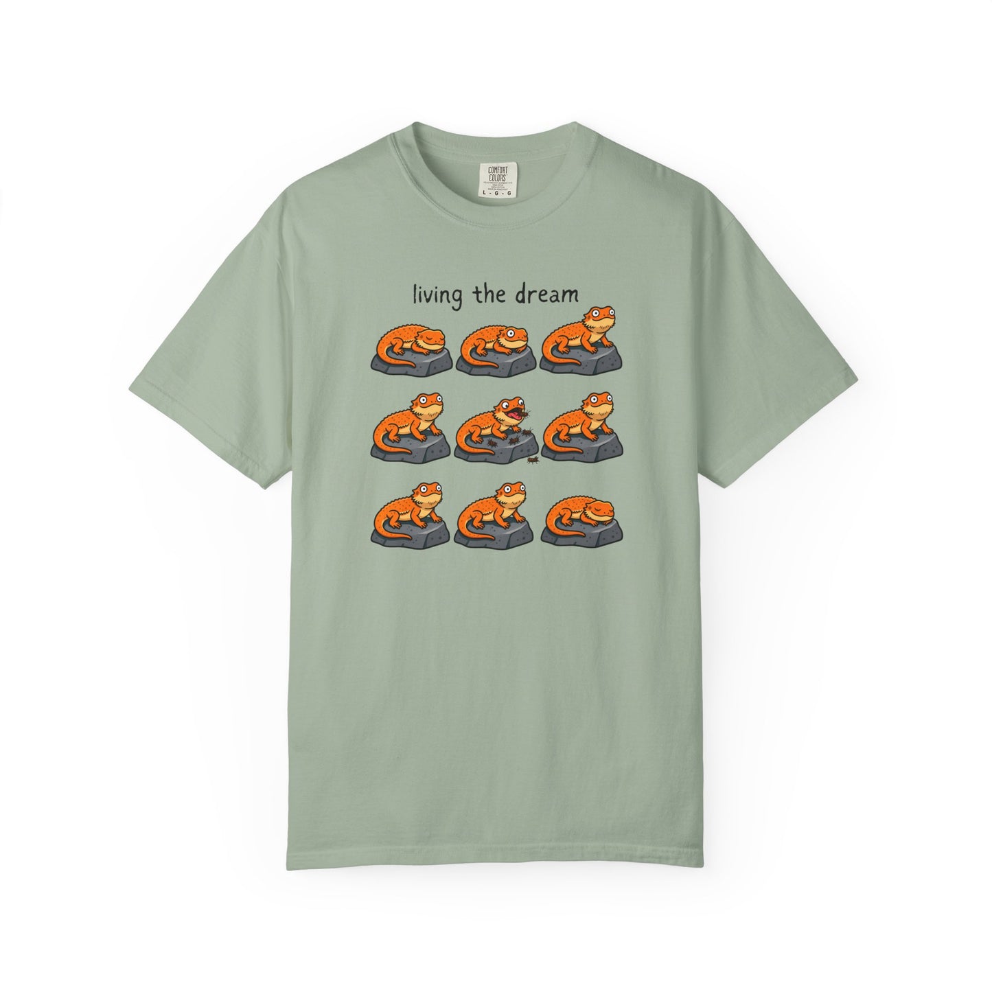 Bearded Dragon Living the Dream Shirt, Comfort Colors Reptile Tee, Funny Bearded Dragon T Shirt, Lizard Lover Gift, Beardie Owner Shirt