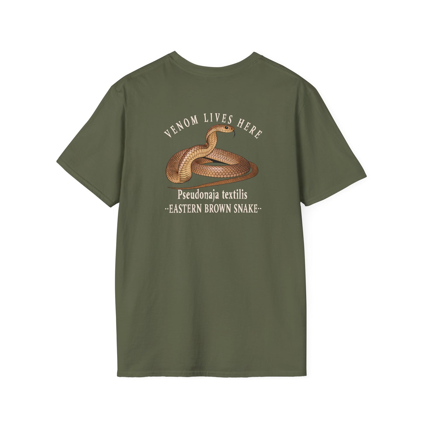 Eastern Brown Snake T-Shirt, Venom Lives Here Shirt, Double Sided Snake Tee, Australian Reptile Shirt, Snake Lover Gift, Herping Tee