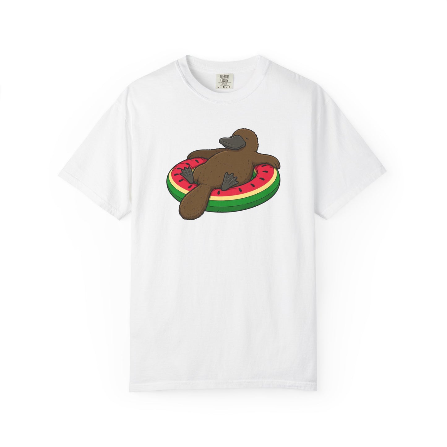Platypus Pool Float Shirt, Comfort Colors Platypus Tee, Funny Australian Animal T Shirt, Summer Wildlife Shirt, Monotreme Gift